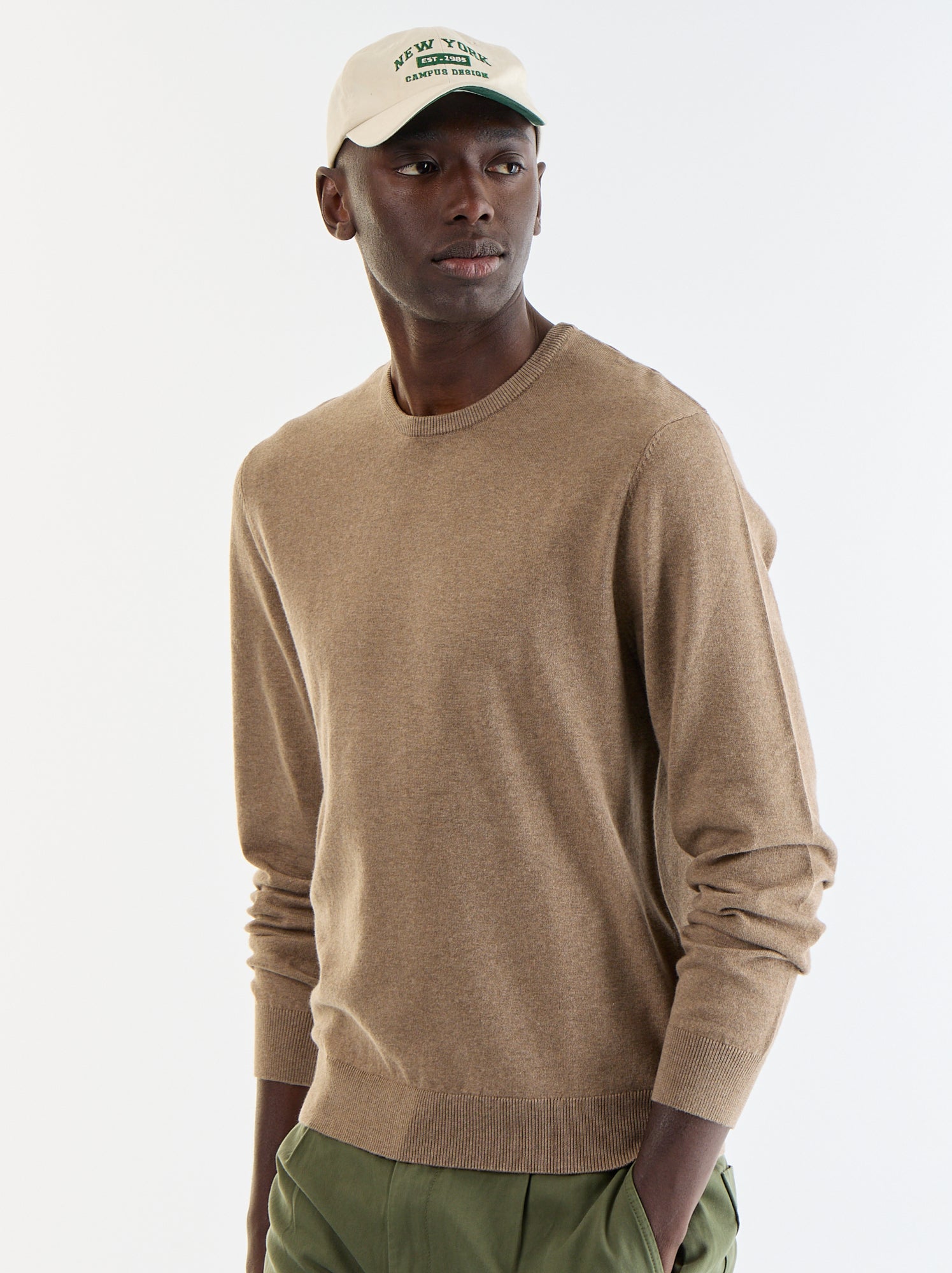 Pull uni à col rond - Beige (YZ274_17)