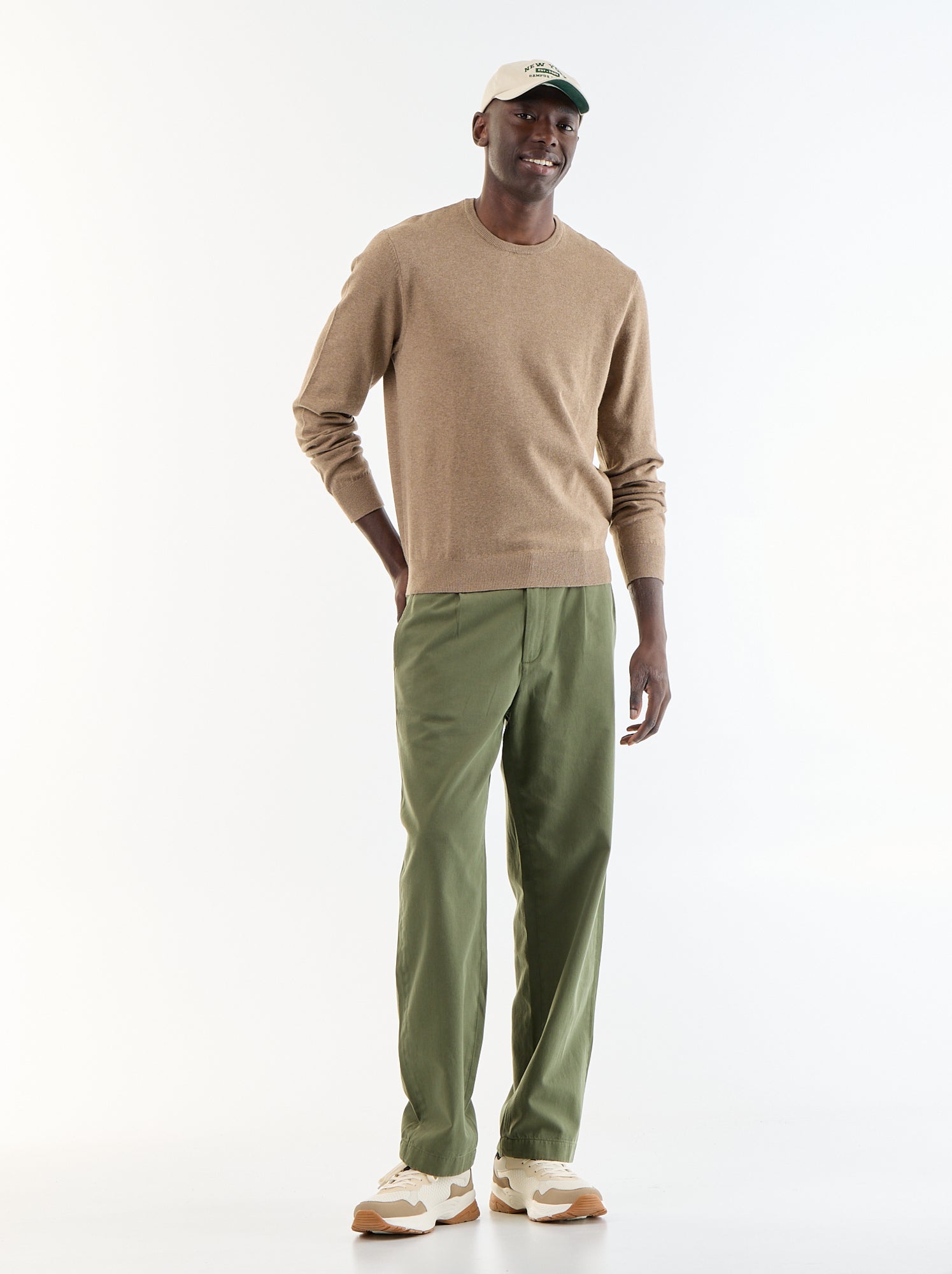 Pull uni à col rond - Beige (YZ274_17)