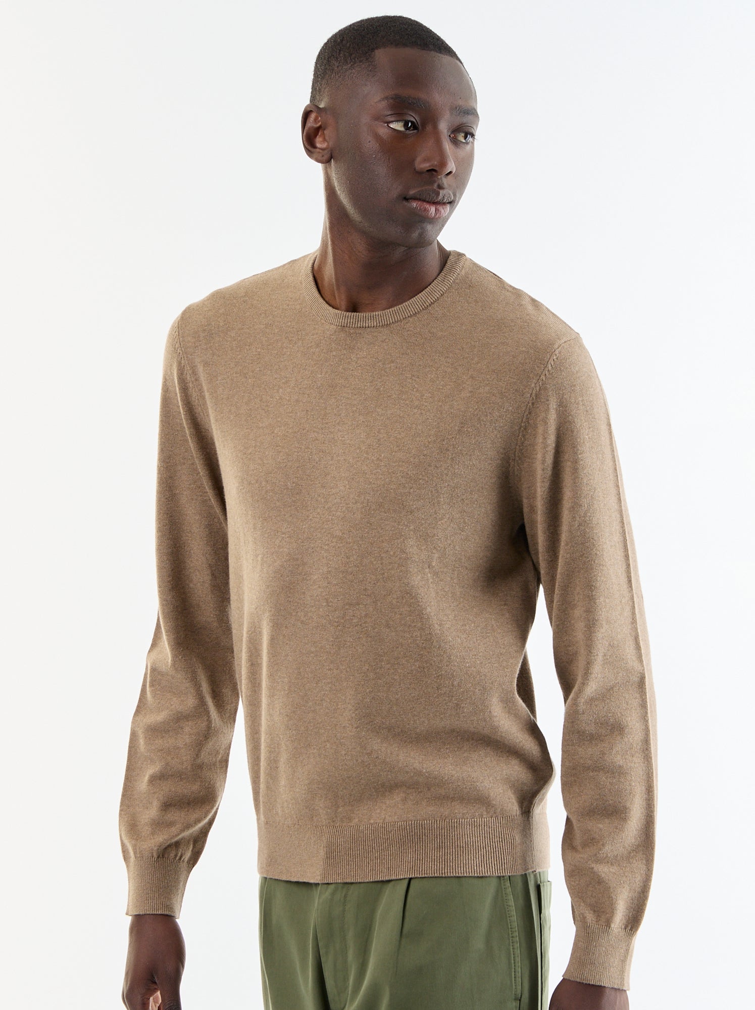 Pull uni à col rond - Beige (YZ274_17)
