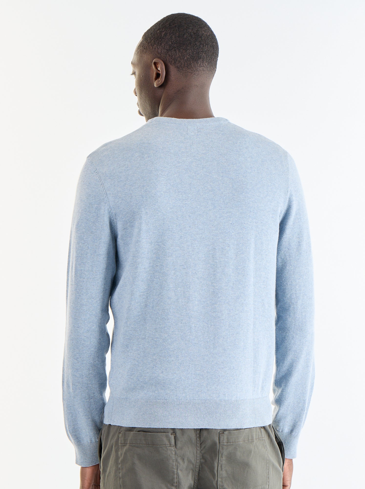 Pull uni à col rond - Bleu