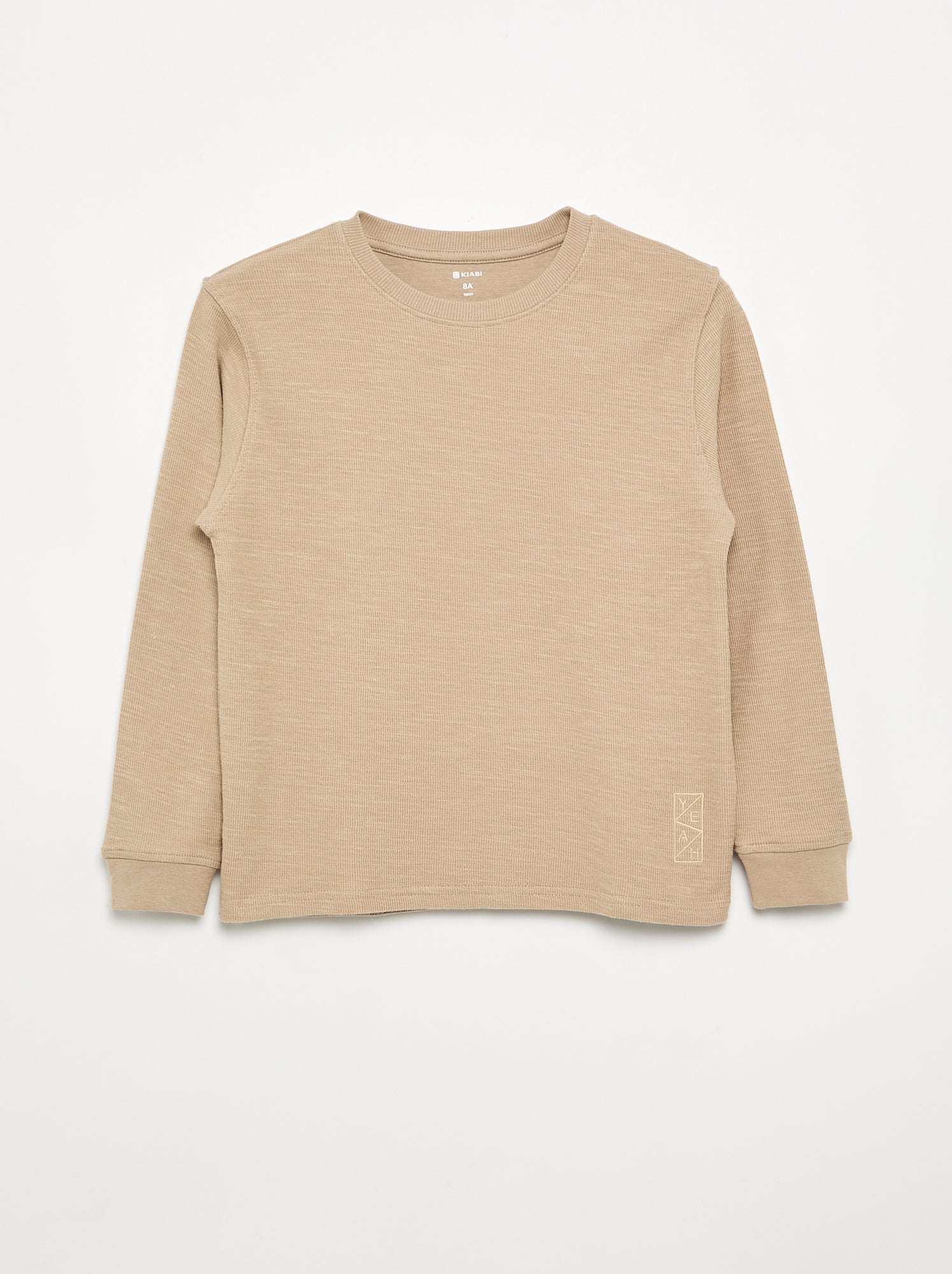 Pull uni à manches longues - Beige