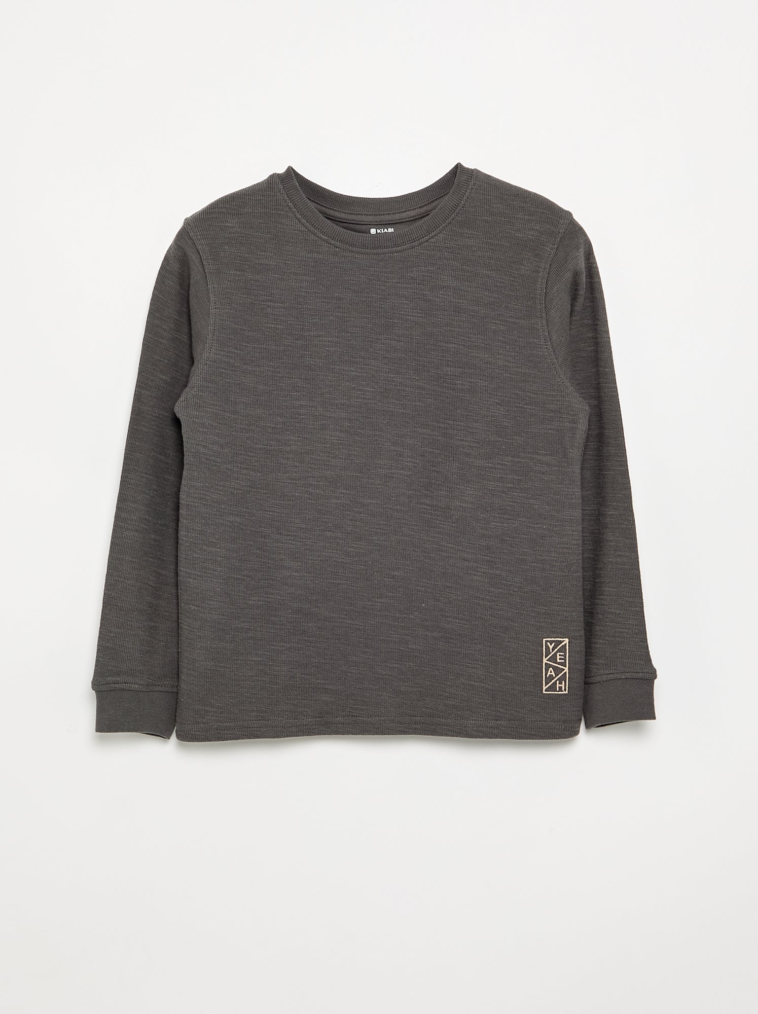 Pull uni à manches longues - Gris