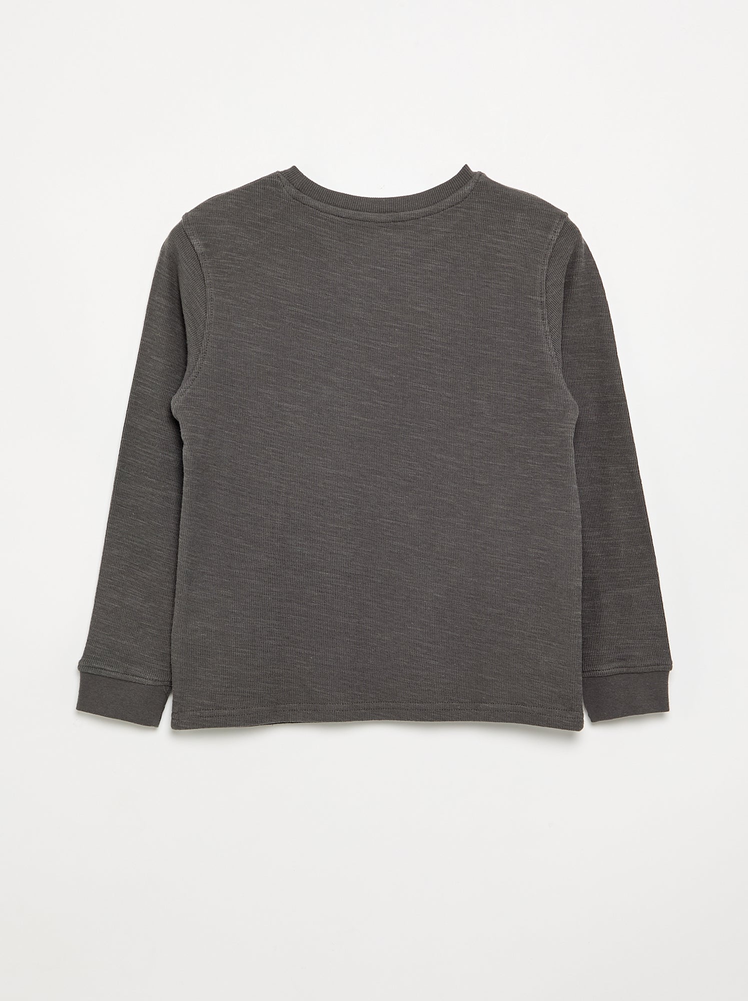 Pull uni à manches longues - Gris