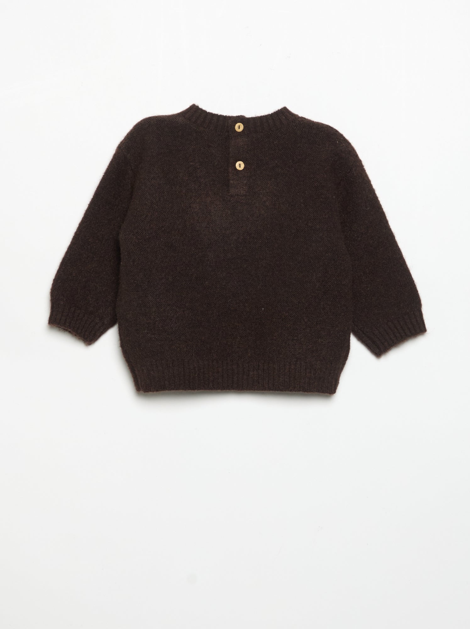 Pull uni avec petite broderie 'renard' - Marron