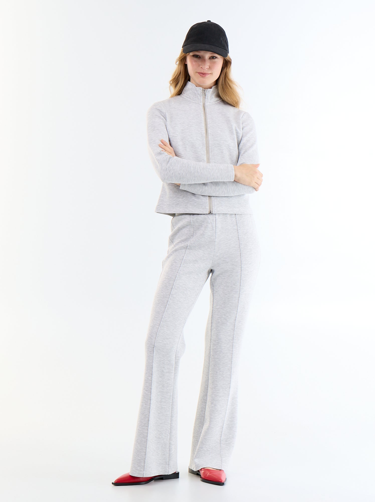Pull zippé col montant - Gris
