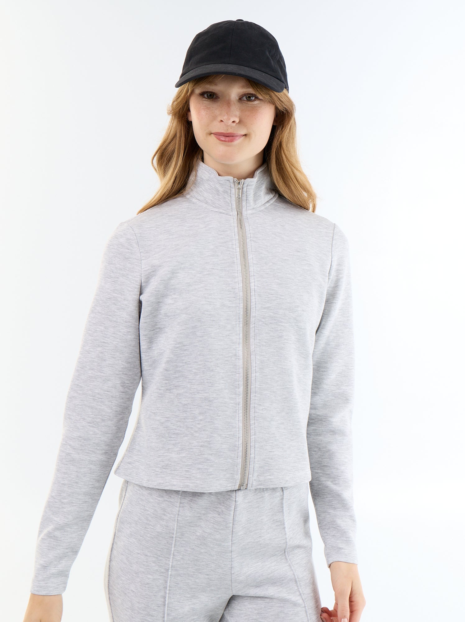 Pull zippé col montant - Gris