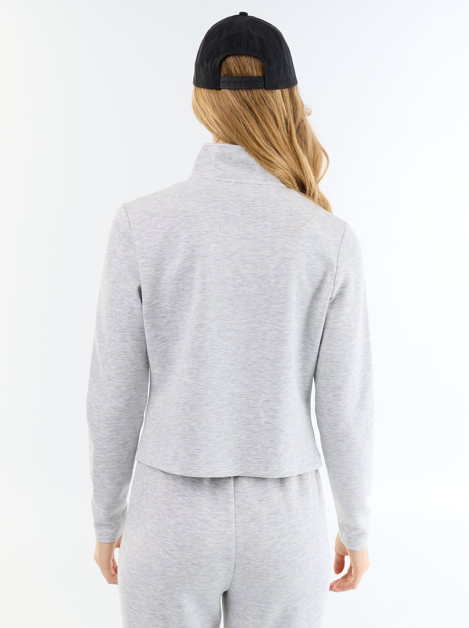 Pull zippé col montant - Gris