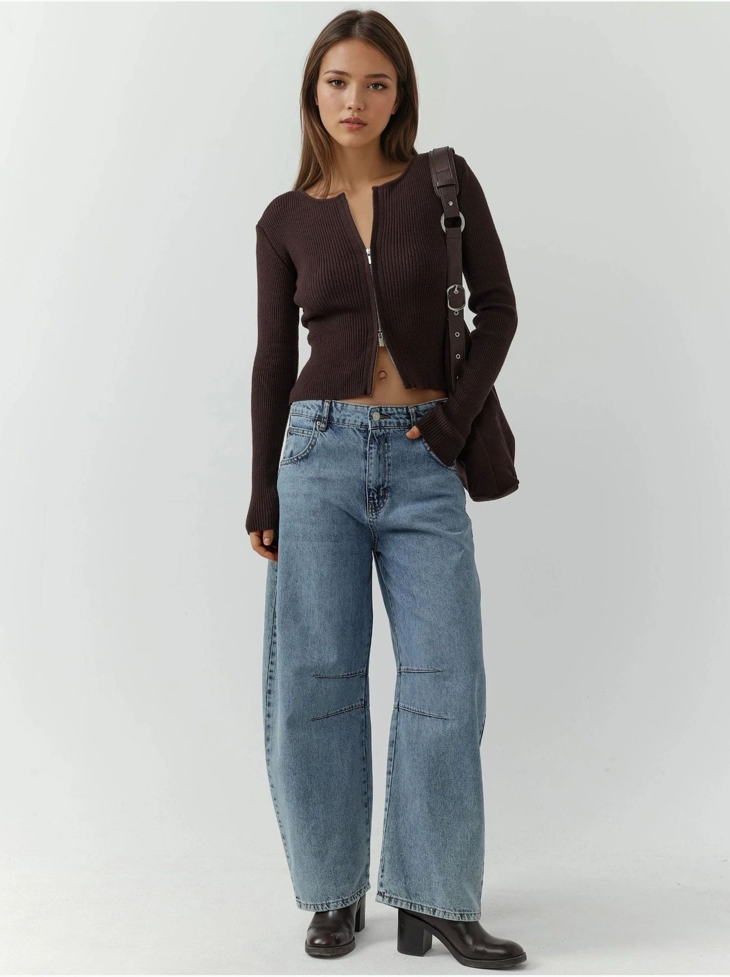 Pull zippé sabrina - Marron