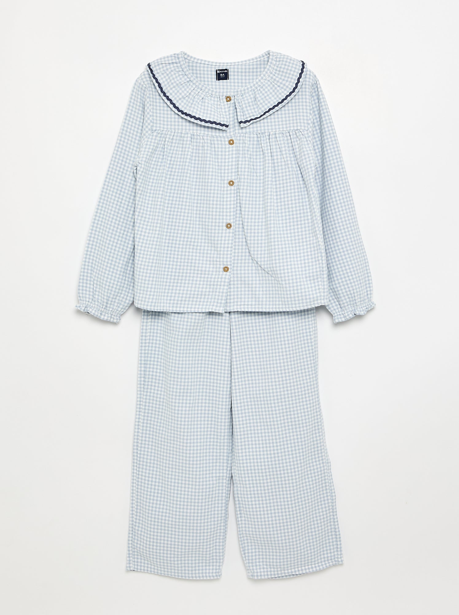Pyjama 2 pièces à carreaux - Bleu