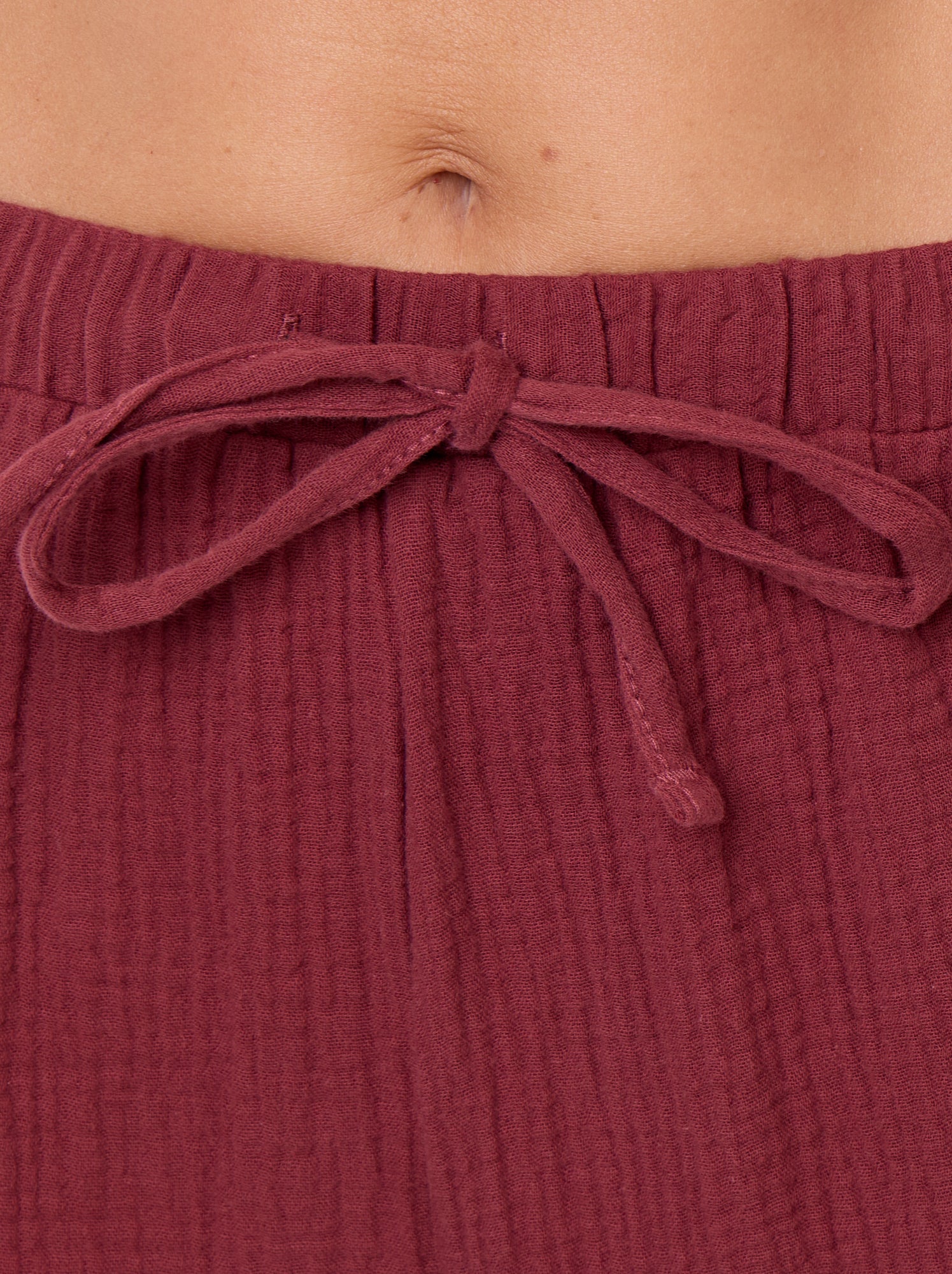 Pyjama 2 pièces fleuri - en gaze de coton - Rouge