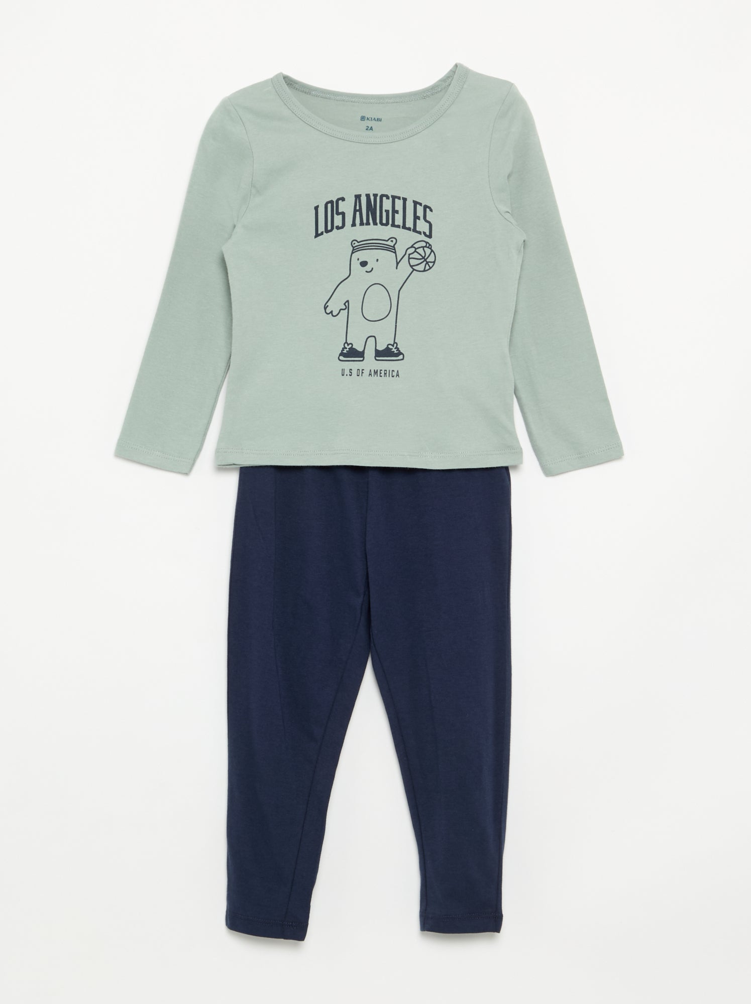 Pyjama 2 pièces en jersey - Bleu (FZU04_4)