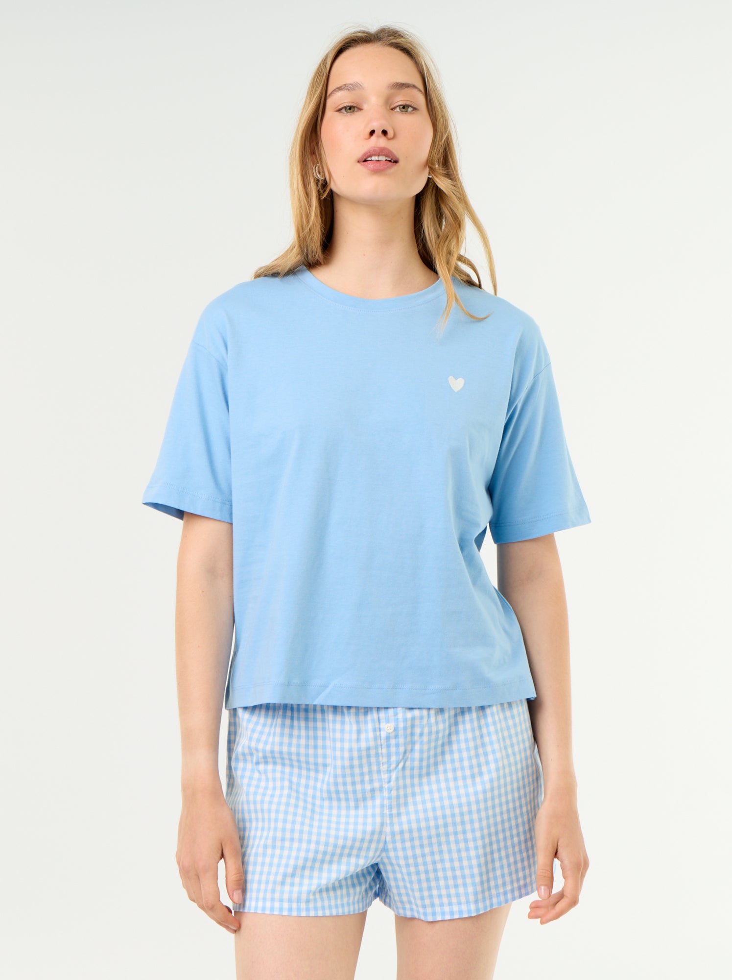 Pyjama 2 pièces en jersey de coton - T-shirt + short - Bleu