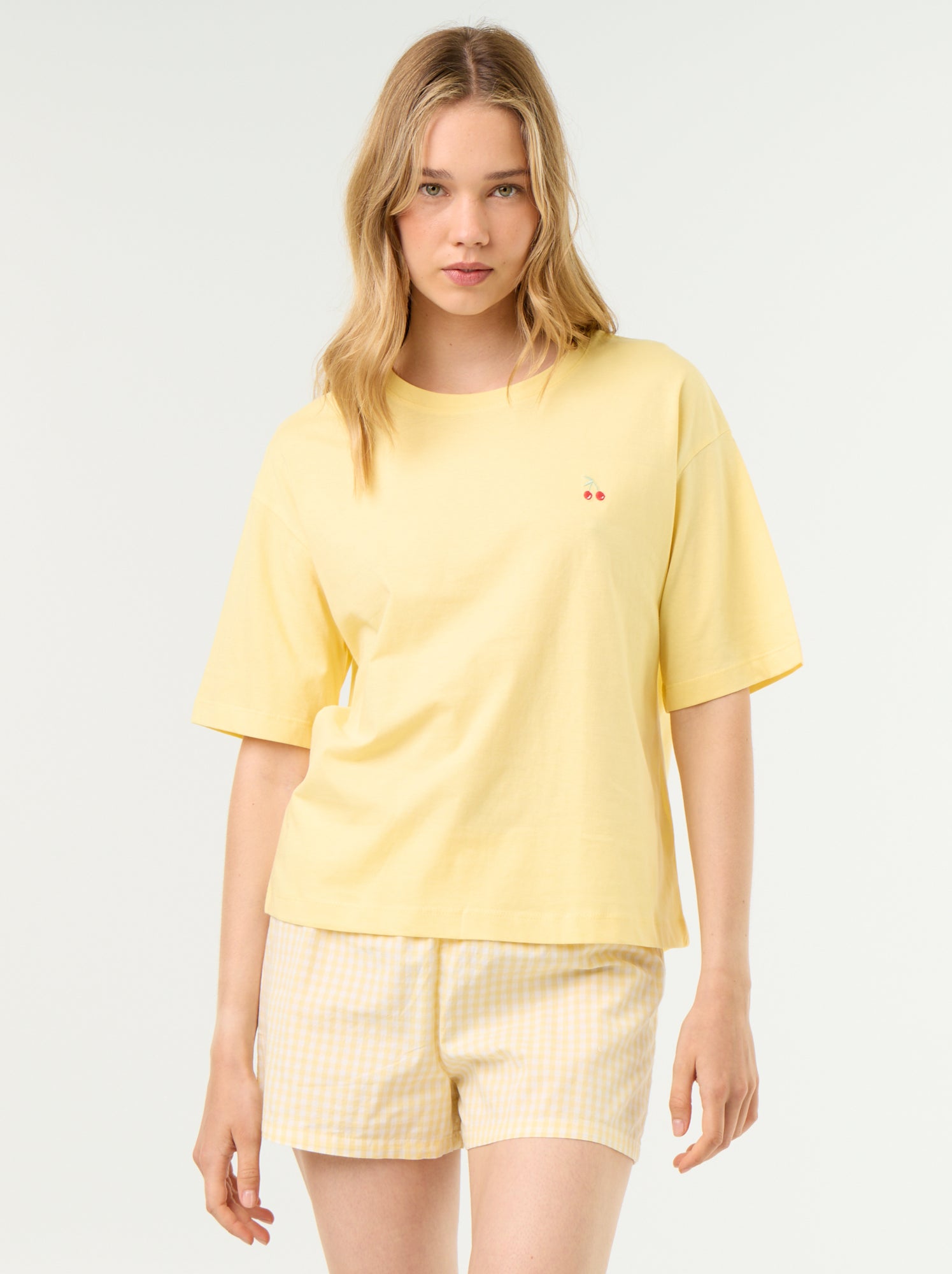 Pyjama 2 pièces en jersey de coton - T-shirt + short - Jaune