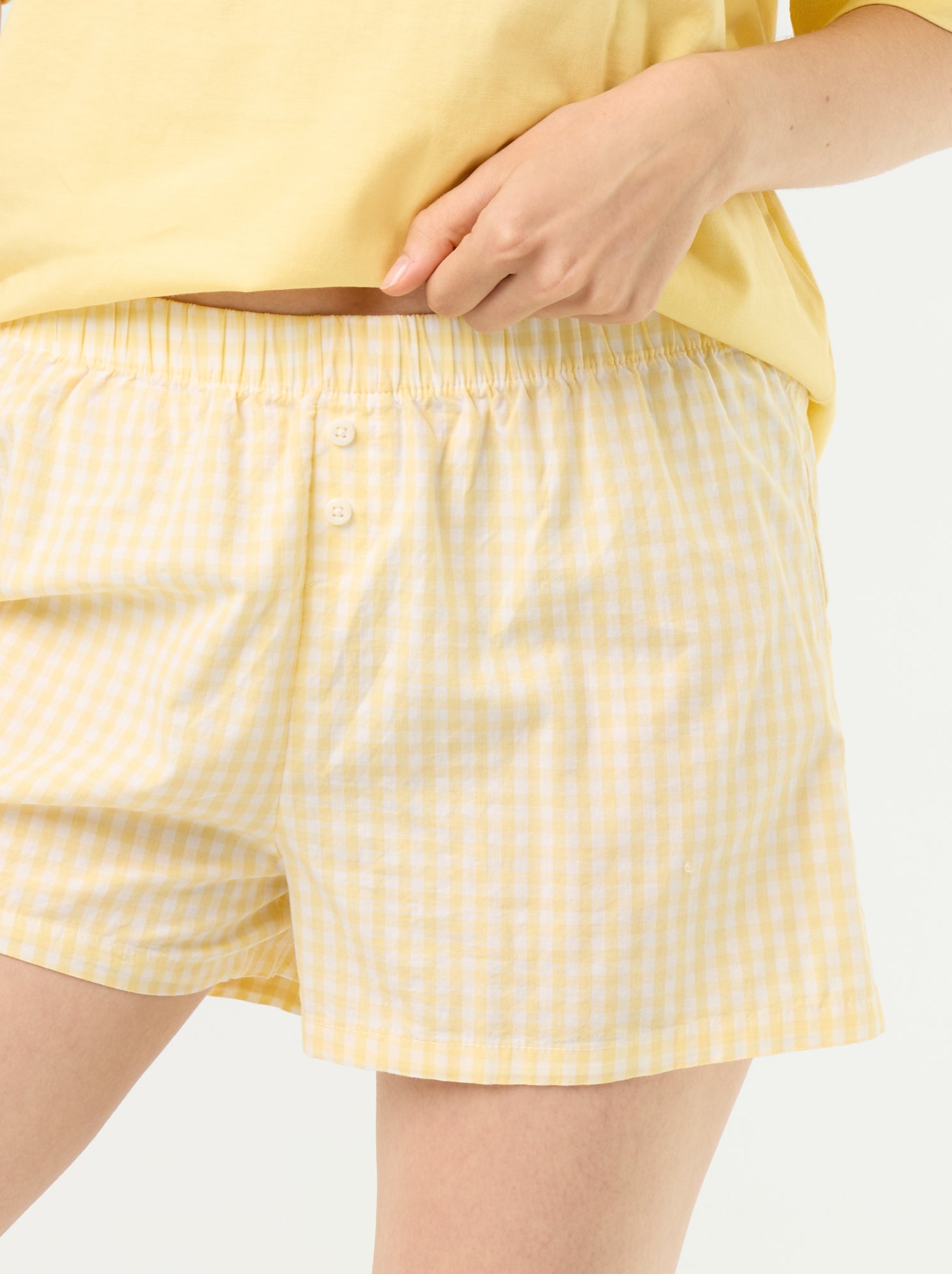 Pyjama 2 pièces en jersey de coton - T-shirt + short - Jaune
