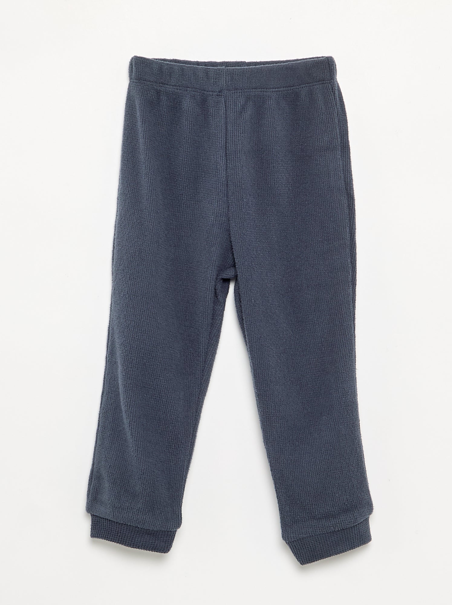 Pyjama 2 pièces en maille gaufrée- Sweat + pantalon - Bleu
