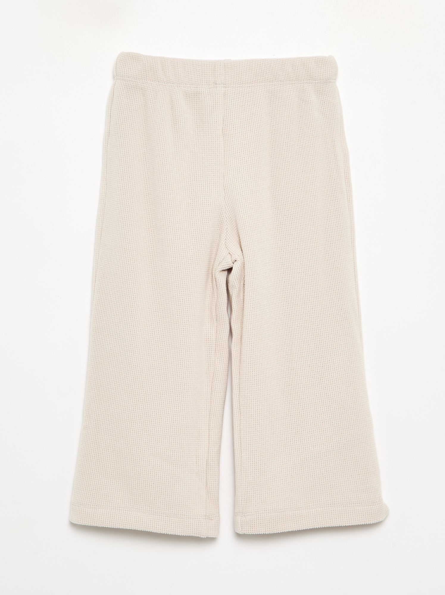 Pyjama 2 pièces en maille gaufrée - Sweat + pantalon - Ecru