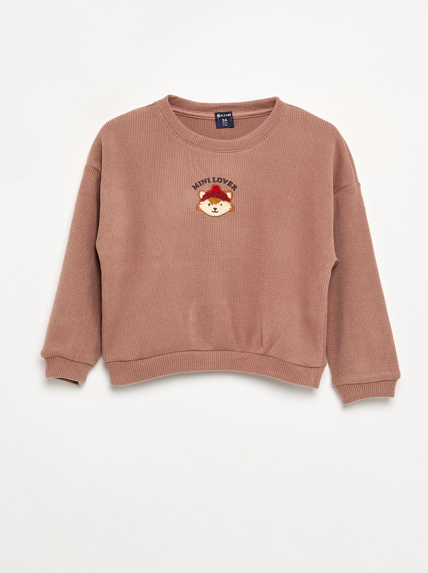 Pyjama 2 pièces en maille gaufrée- Sweat + pantalon - Marron