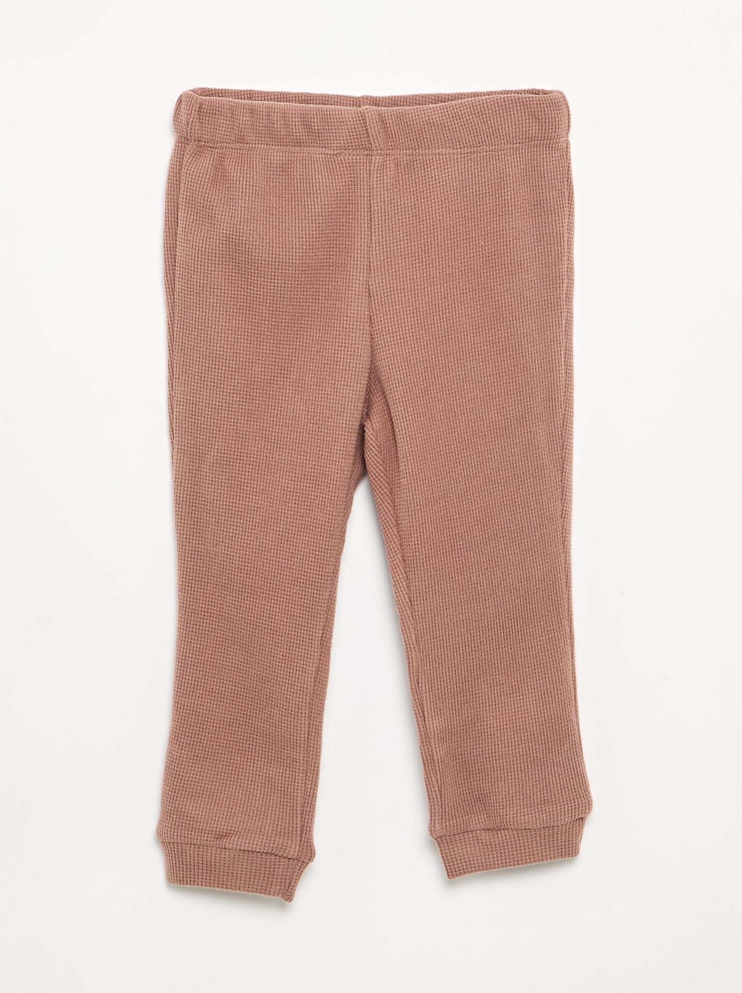 Pyjama 2 pièces en maille gaufrée- Sweat + pantalon - Marron