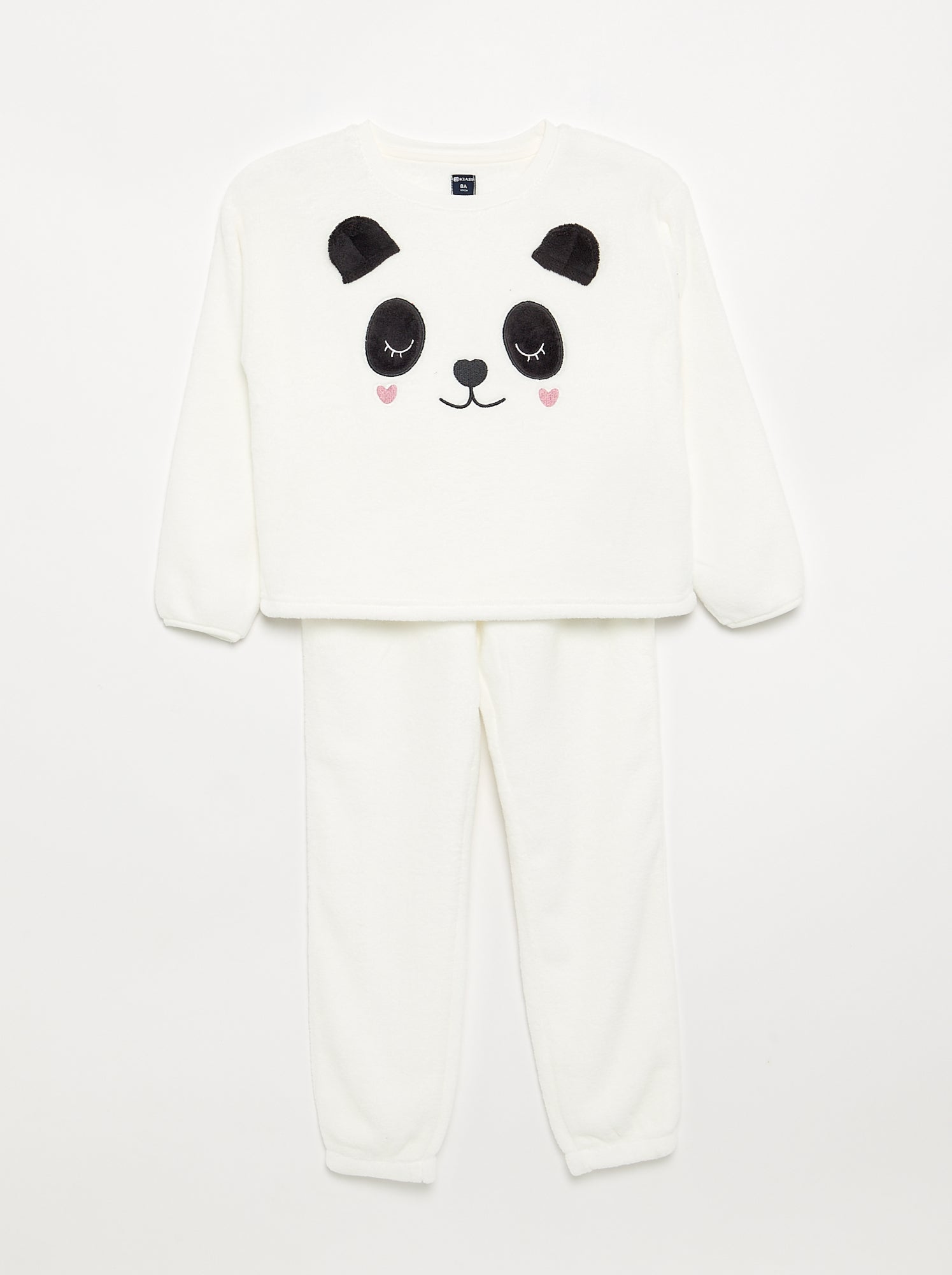 Pyjama 2 pièces en polaire corail - Sweat + pantalon - Blanc