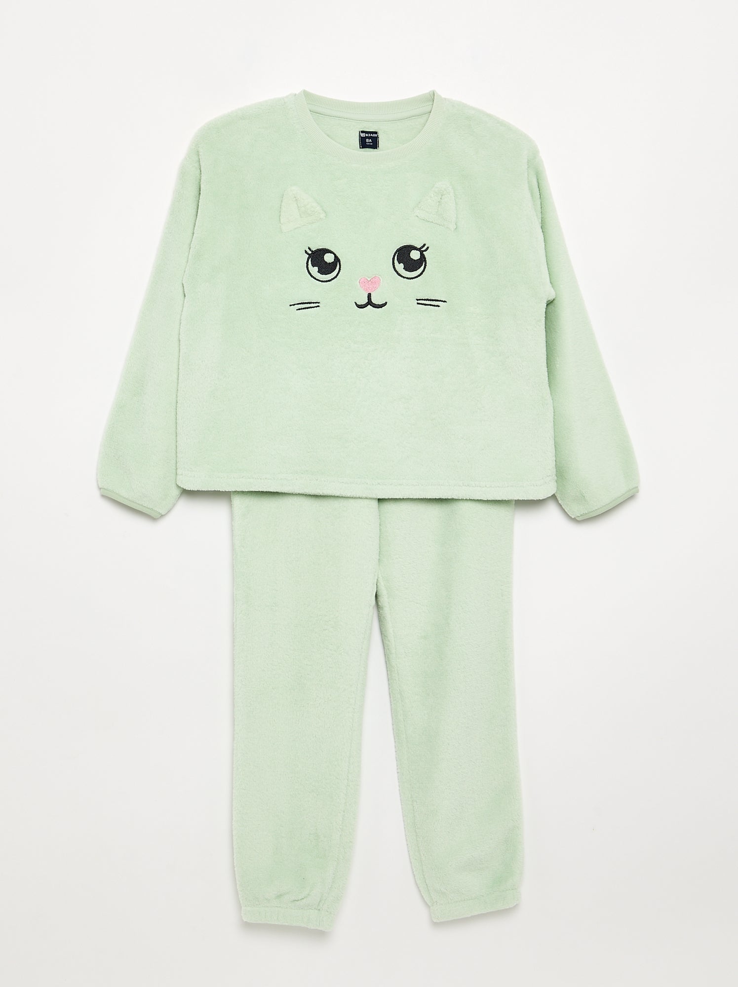Pyjama 2 pièces en polaire corail - Sweat + pantalon - Vert