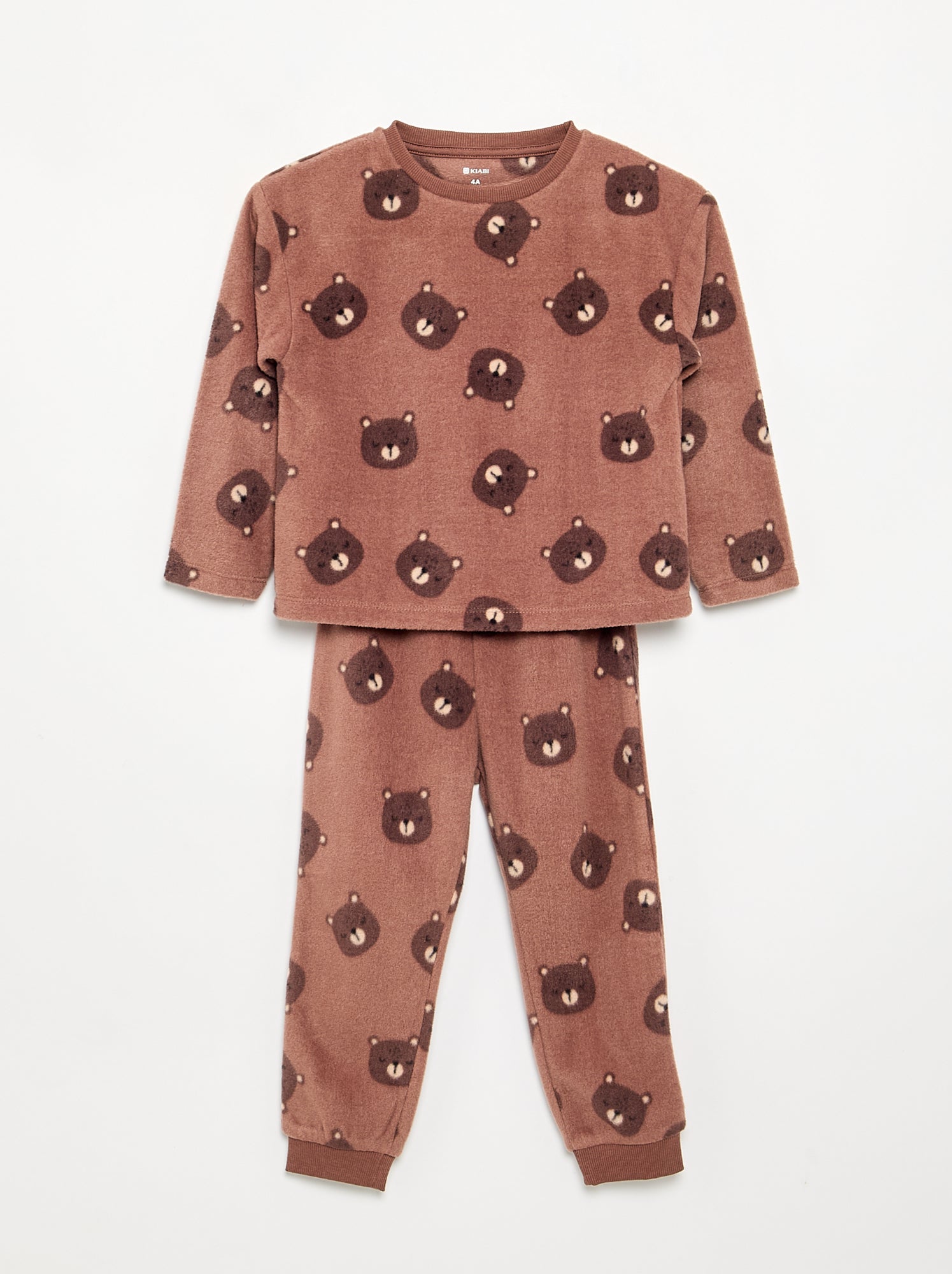 Pyjama 2 pièces en polaire - Marron