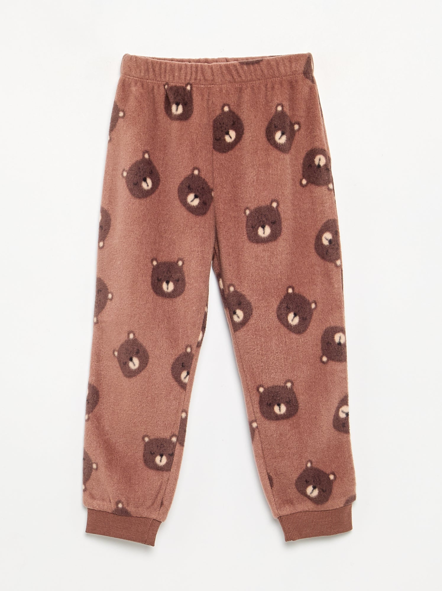 Pyjama 2 pièces en polaire - Marron