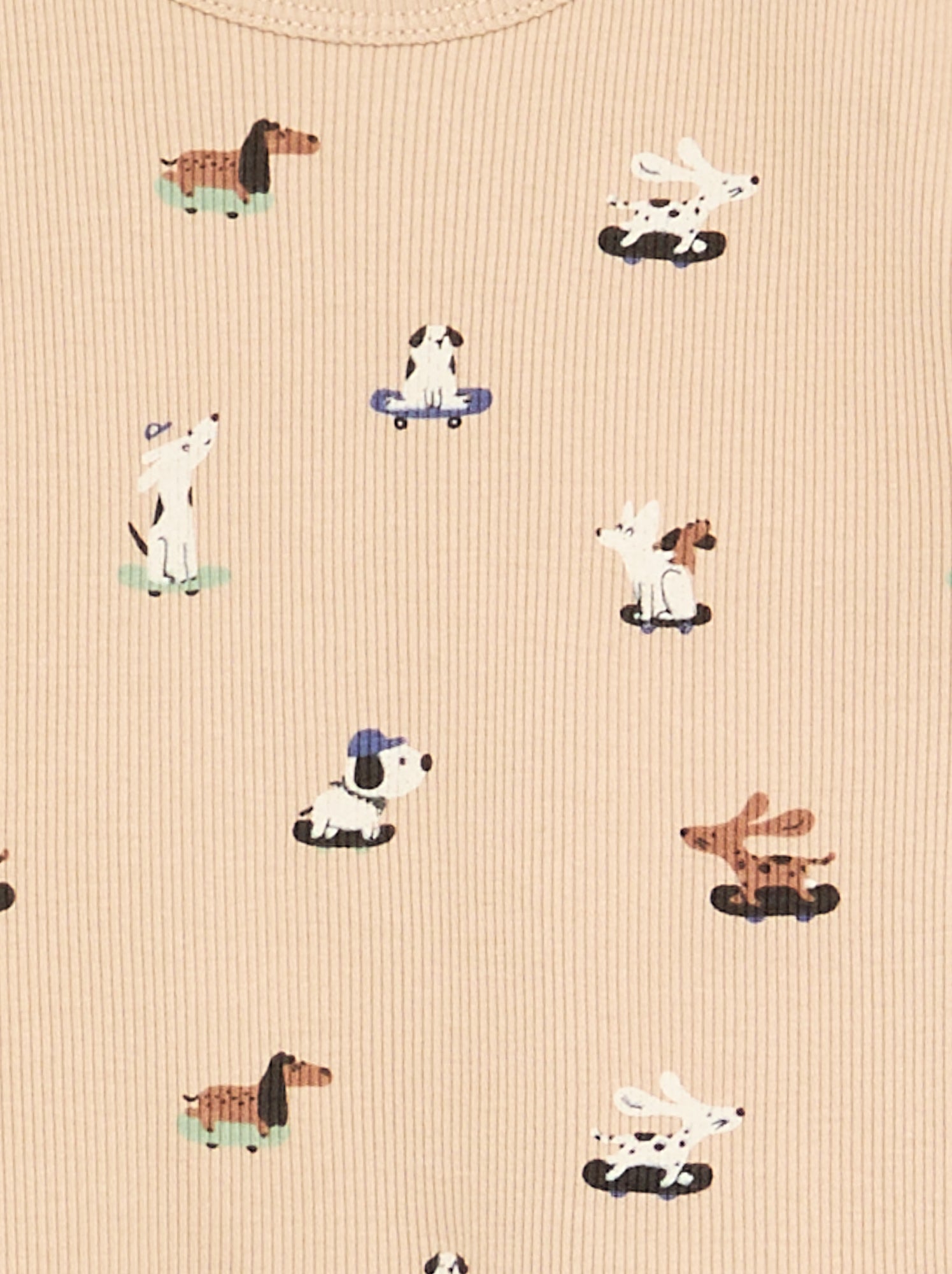 Pyjama 2 pièces en rib imprimé - Beige