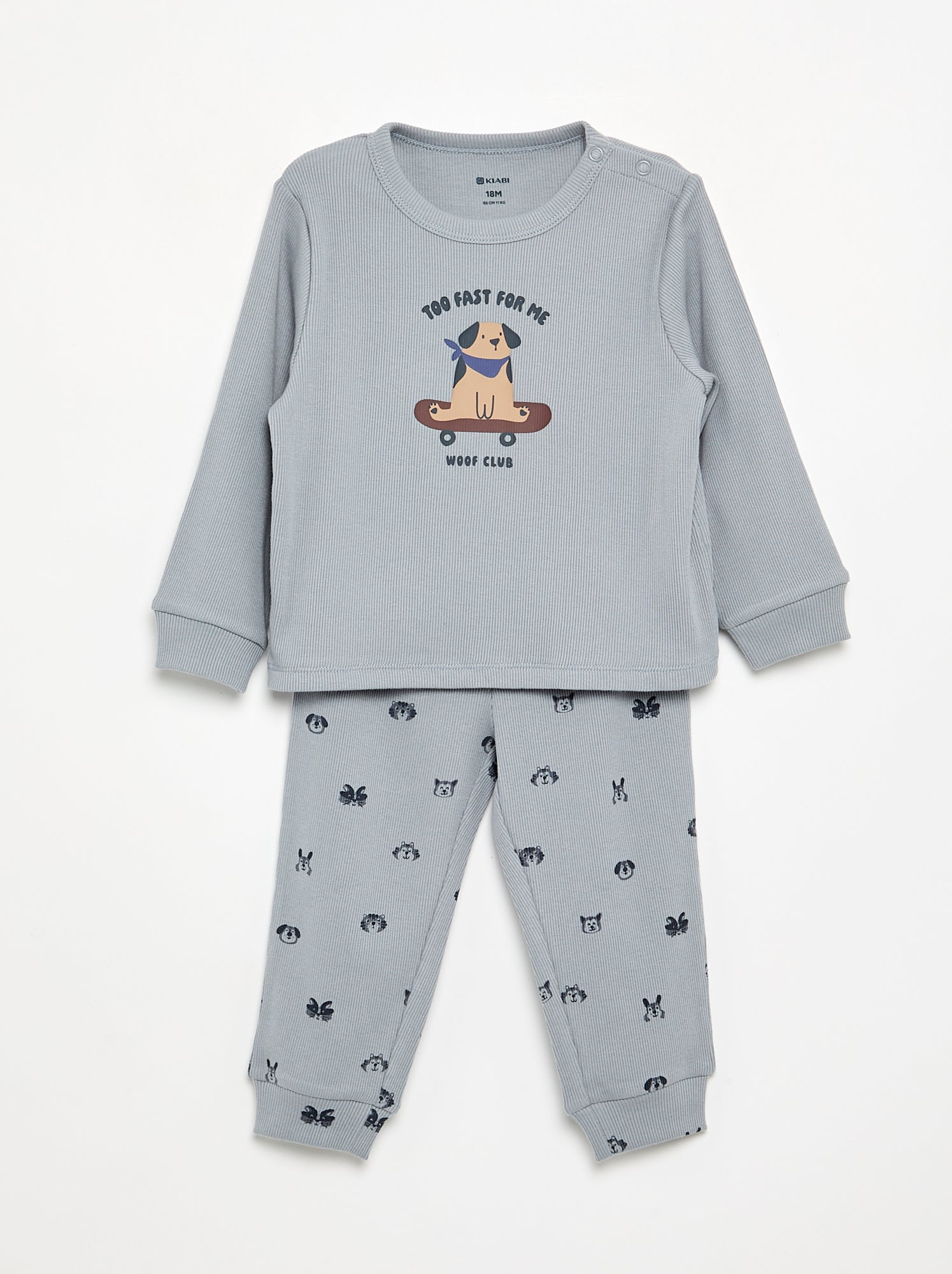 Pyjama 2 pièces en rib imprimé - Bleu