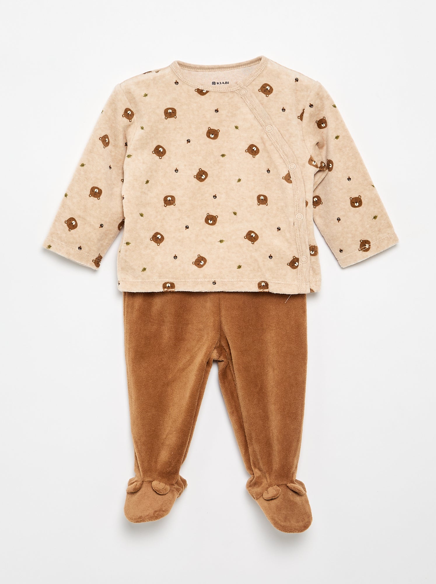 Pyjama 2 pièces en velours - Marron