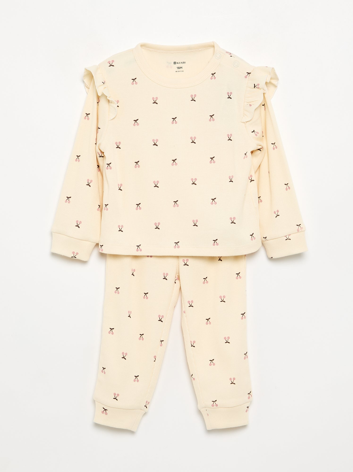 Pyjama 2 pièces imprimé en rib - Beige