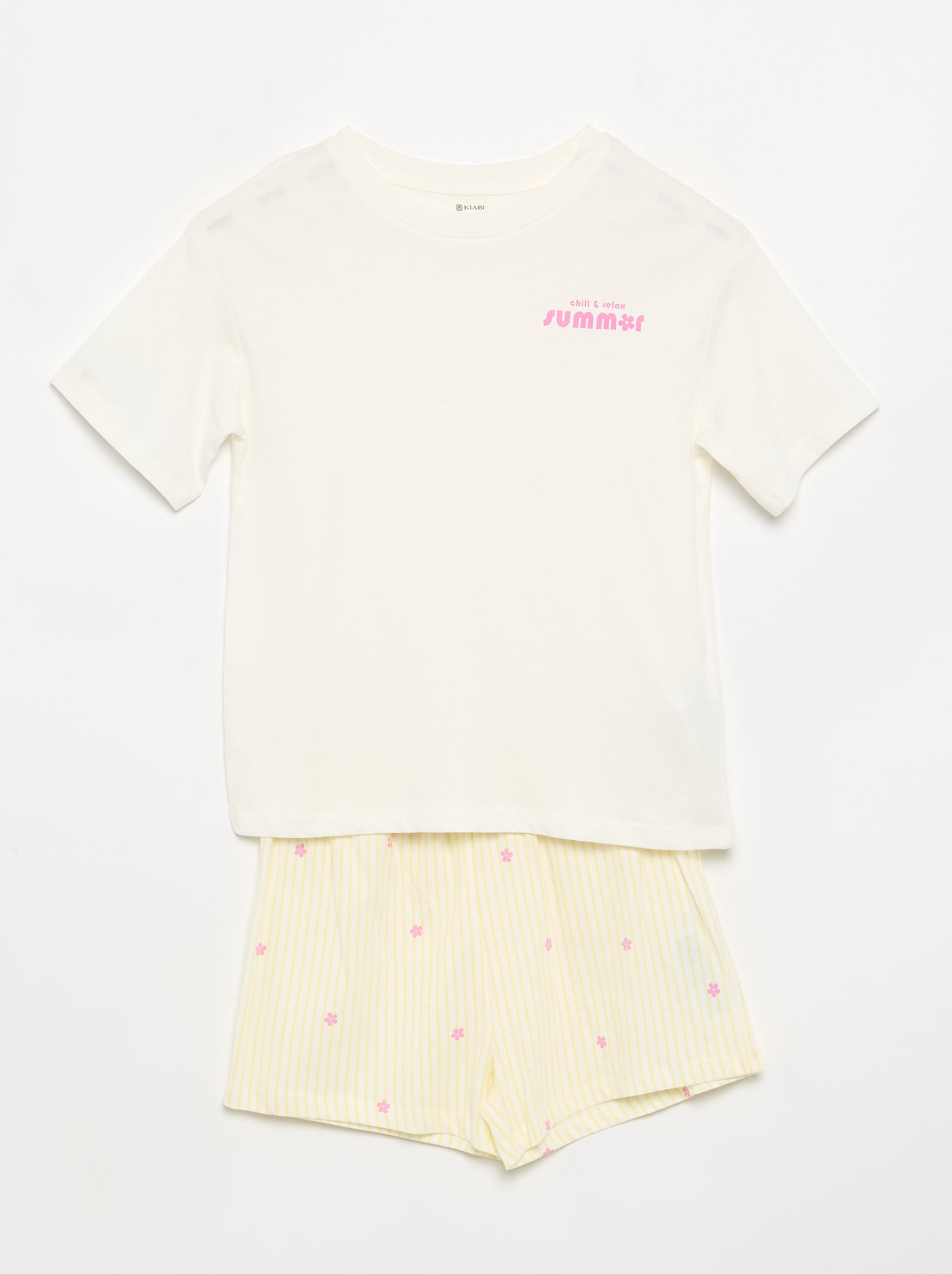Pyjama 2 pièces - short + T-short - Blanc (FZT83_16)