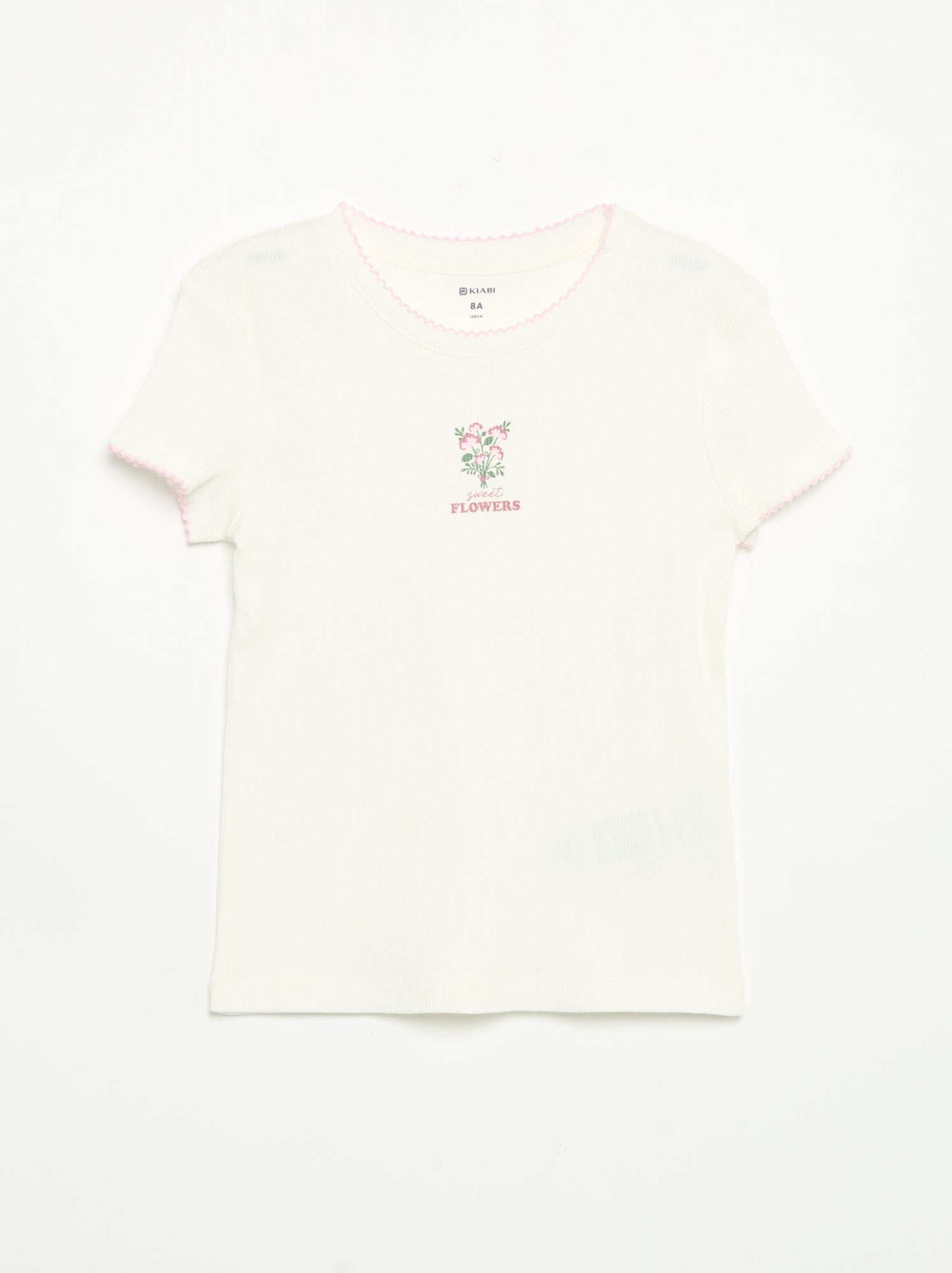 Pyjama 2 pièces - T-shirt à manches courtes + pantalon rayé - Rose