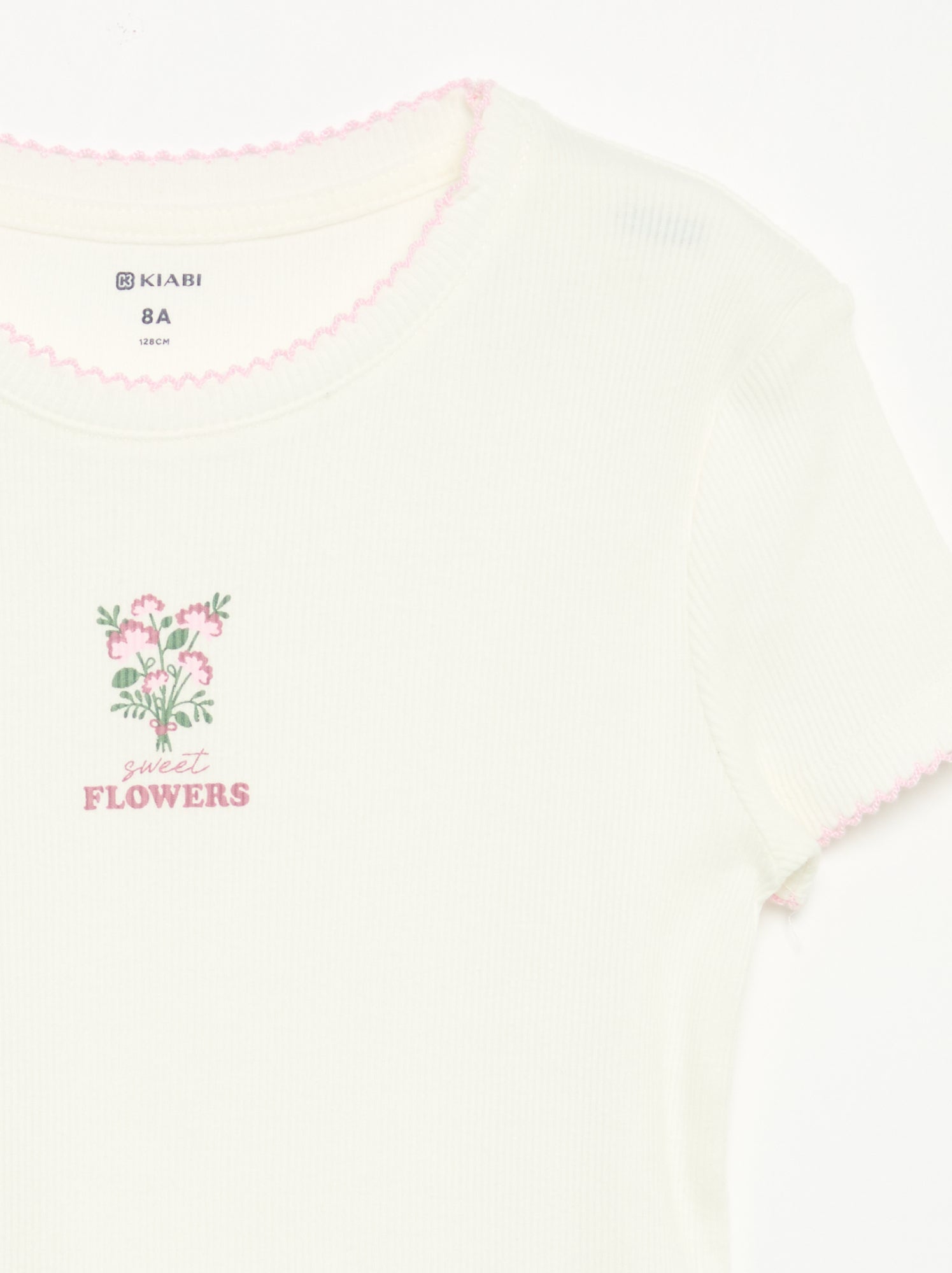 Pyjama 2 pièces - T-shirt à manches courtes + pantalon rayé - Rose