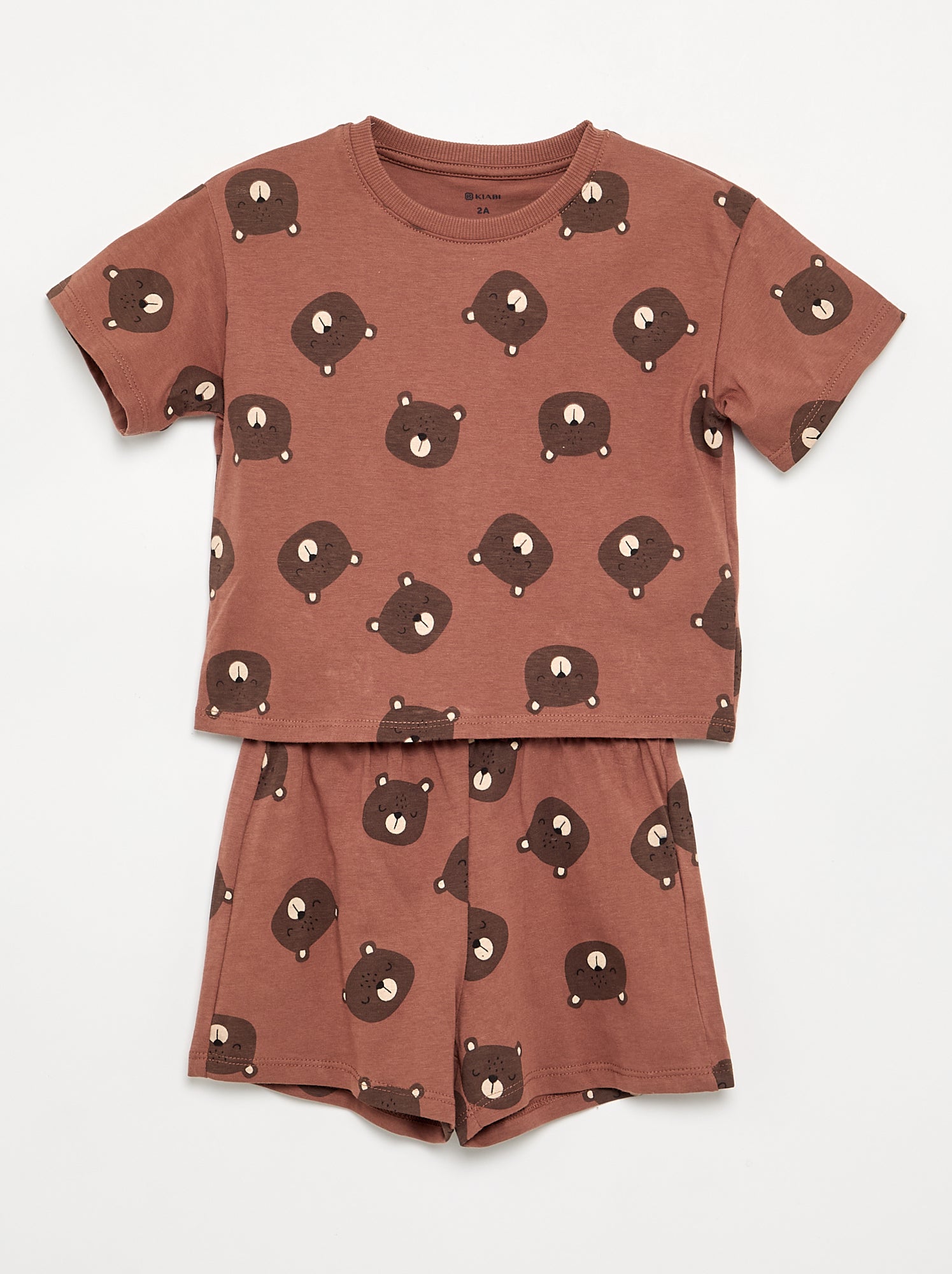 Pyjama 2 pièces - T-shirt + short - Marron