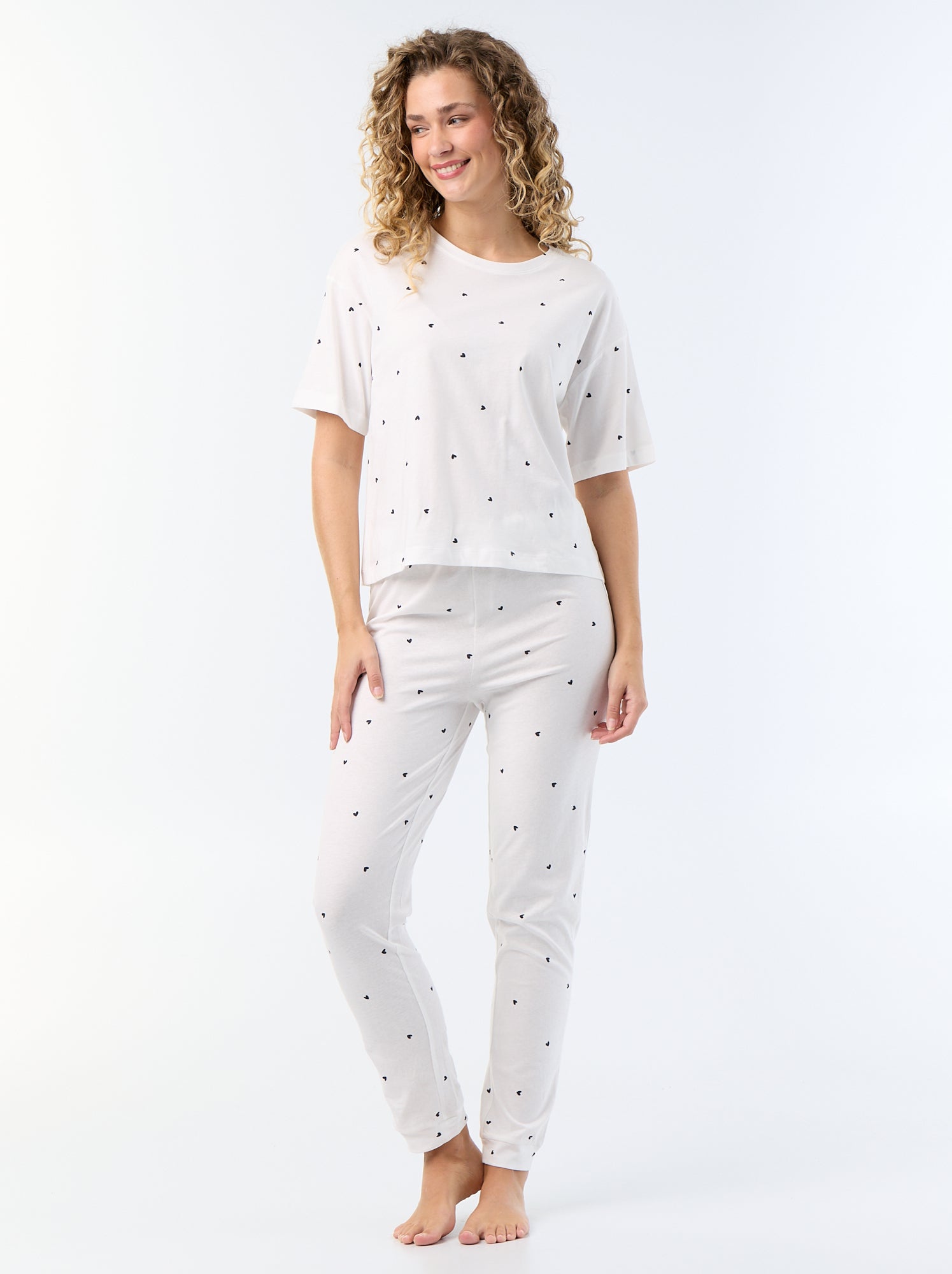 Pyjama 2 pièces - tee-shirt + pantalon - Blanc (FXZ18_3)