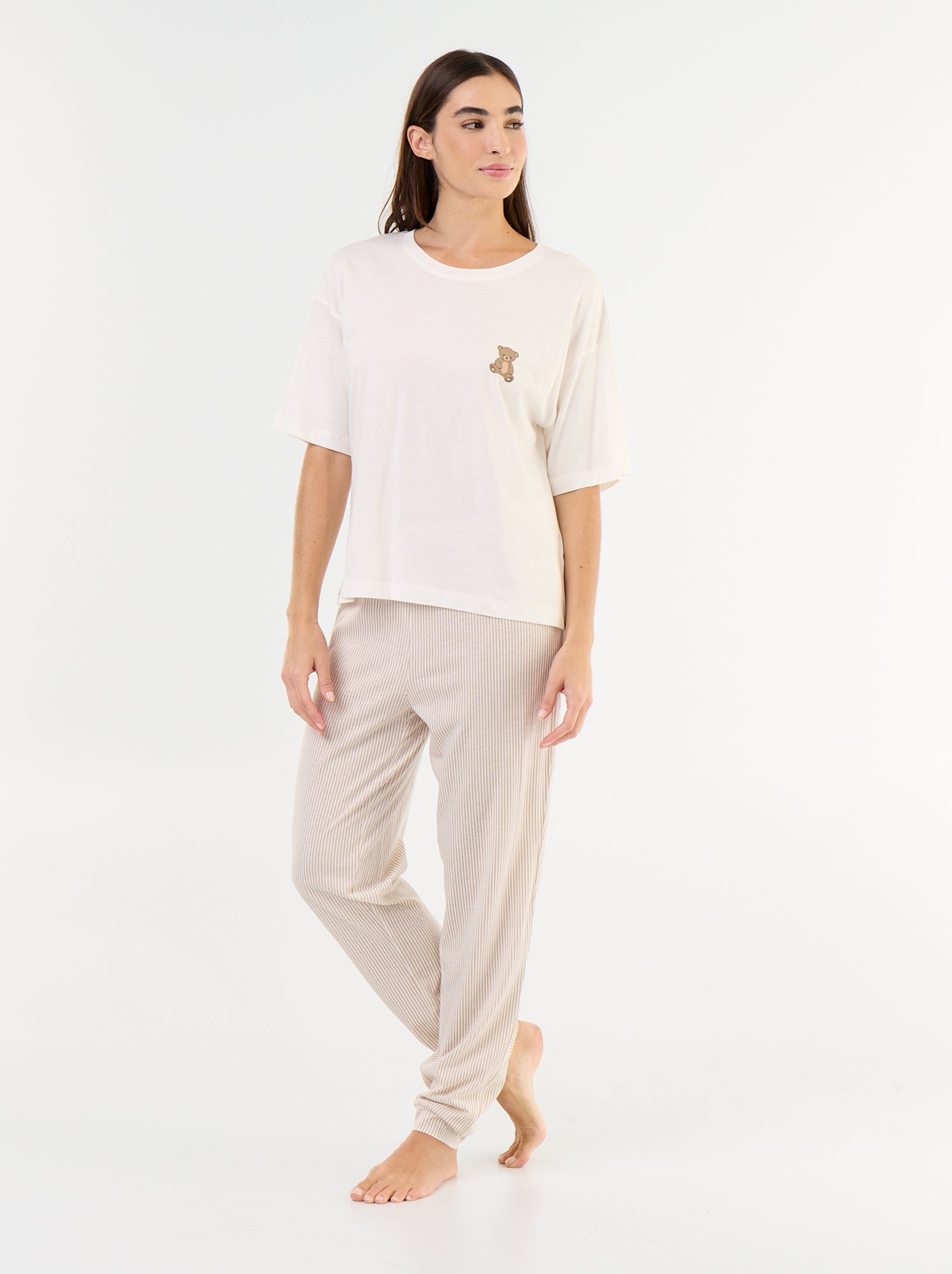 Pyjama 2 pièces - tee-shirt + pantalon - Blanc (FXZ18_5)