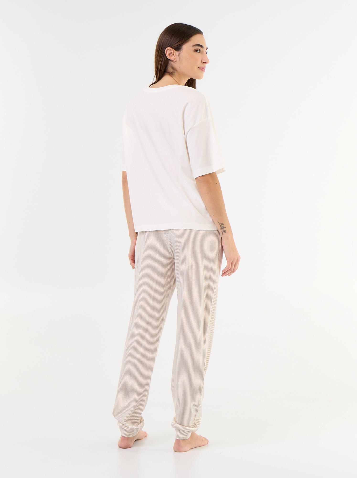 Pyjama 2 pièces - tee-shirt + pantalon - Blanc (FXZ18_5)