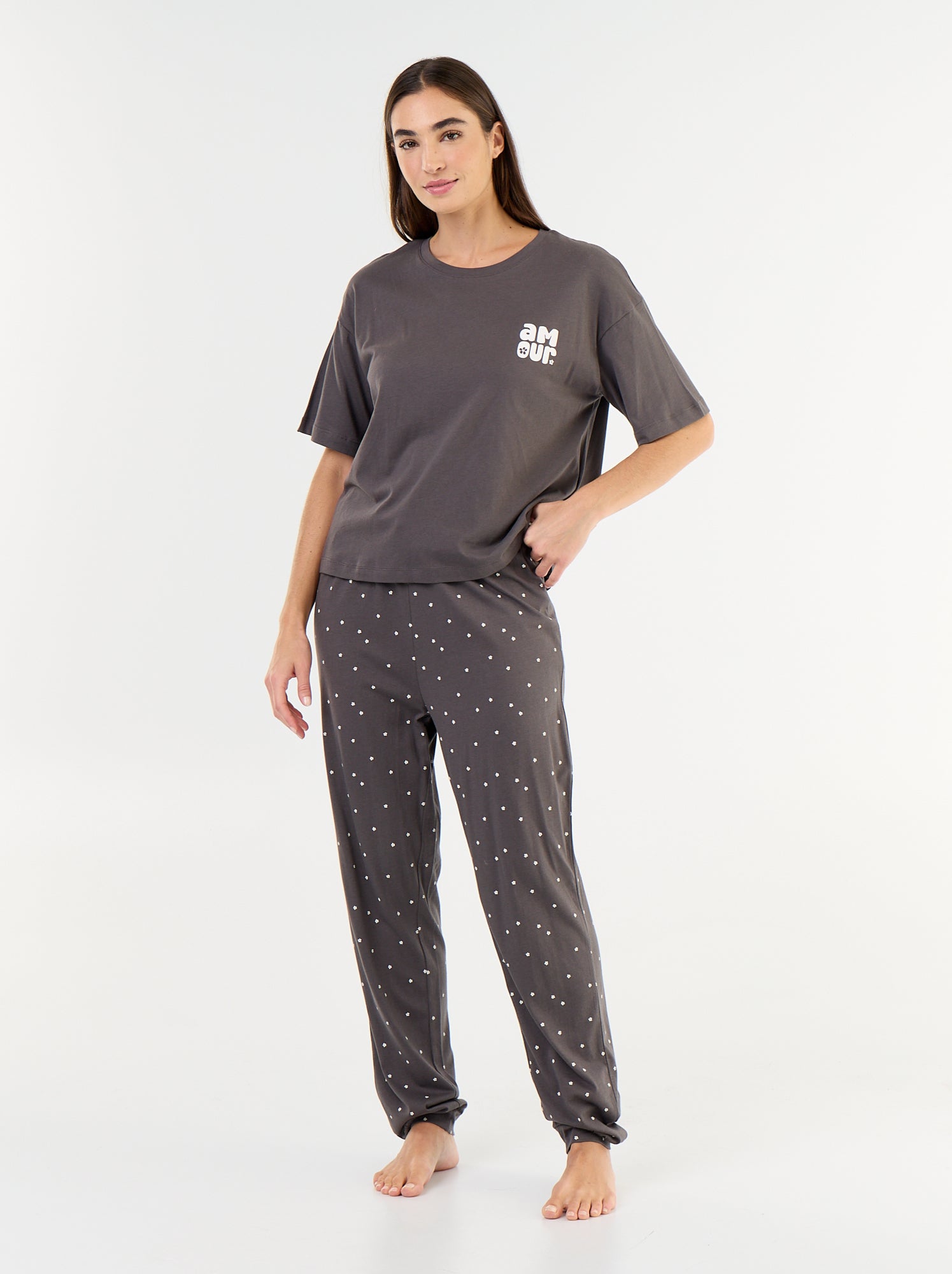 Pyjama 2 pièces - tee-shirt + pantalon - Noir