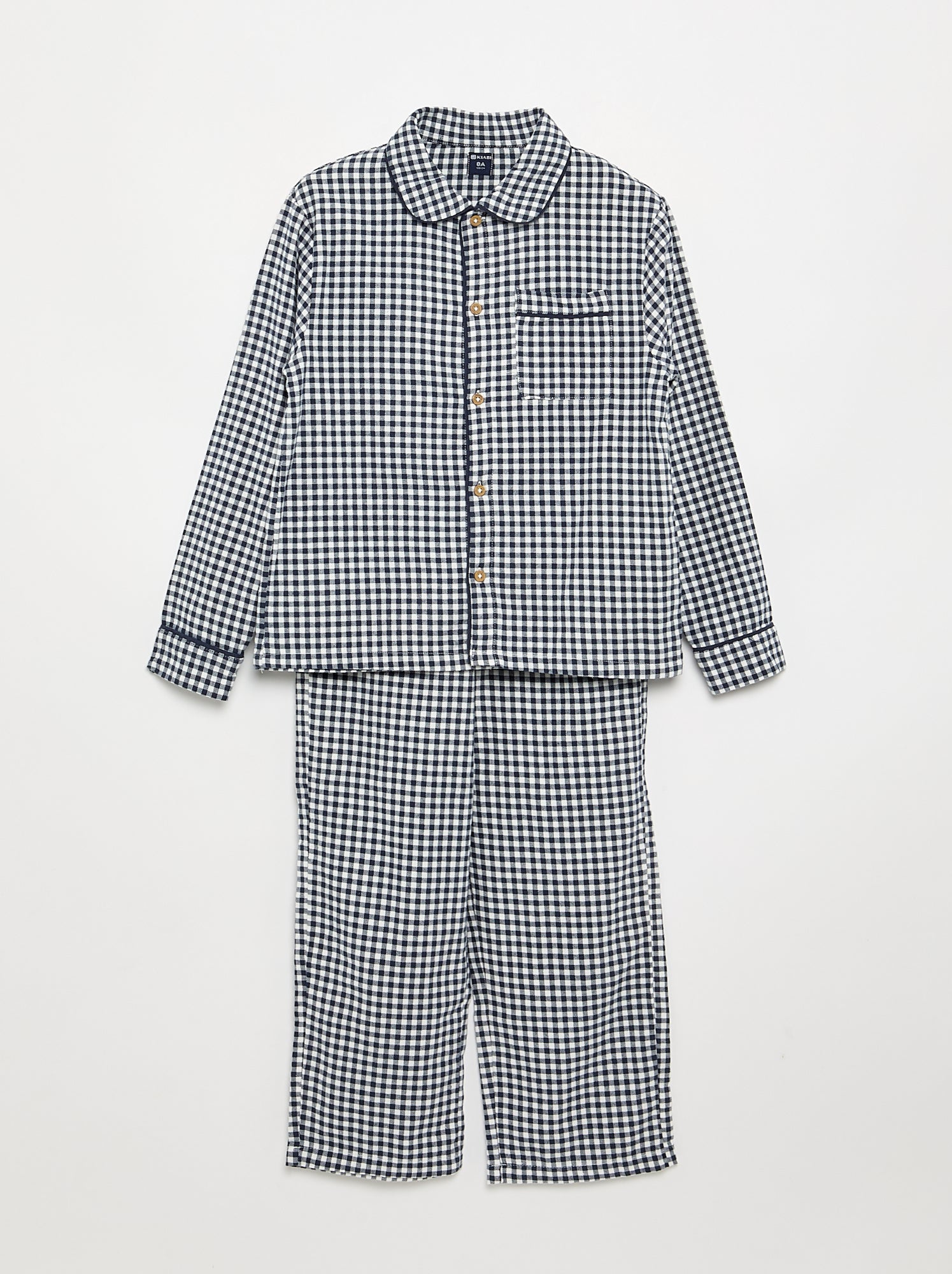 Pyjama à carreaux en flanelle - Bleu