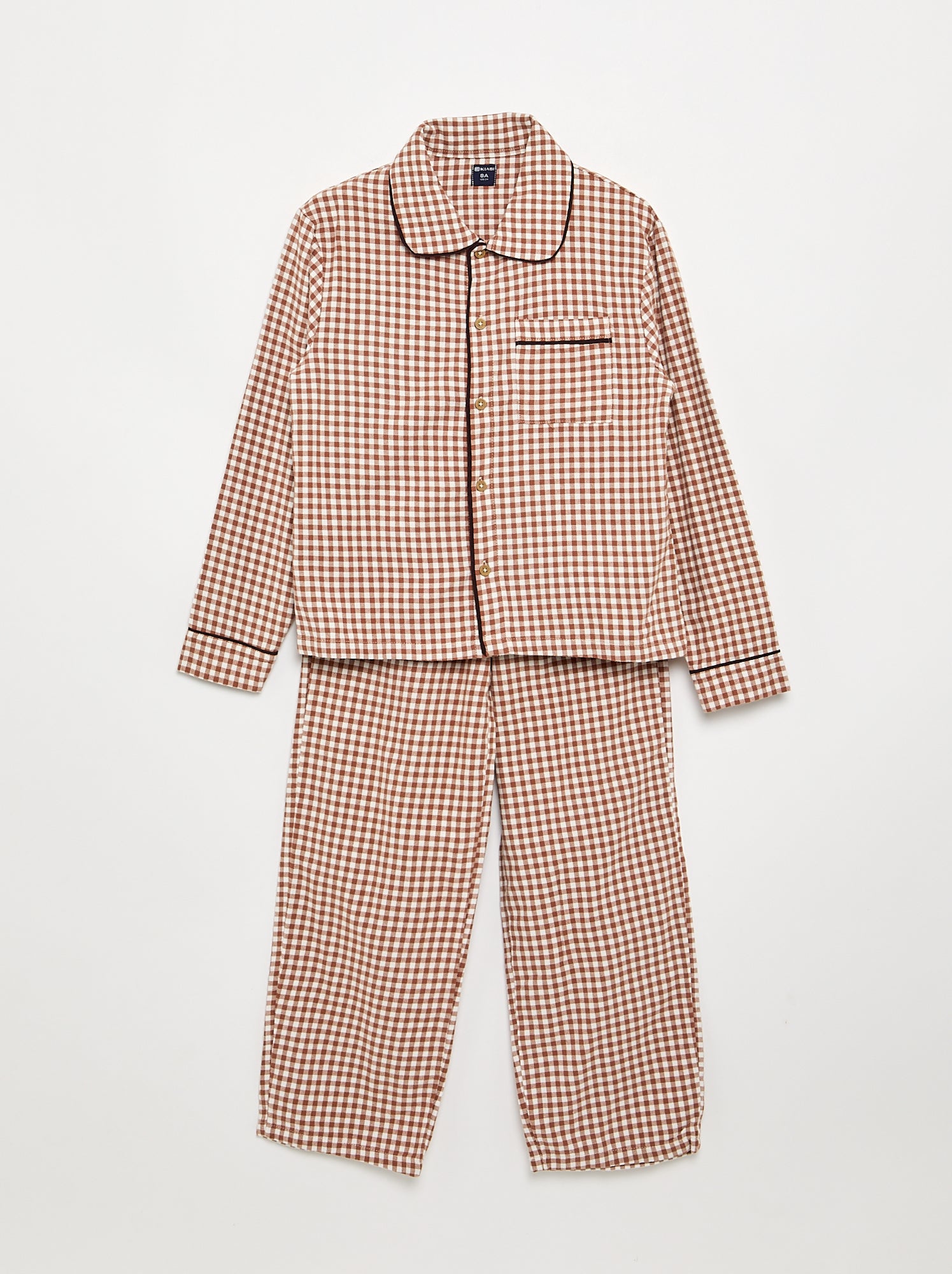 Pyjama à carreaux en flanelle - Marron