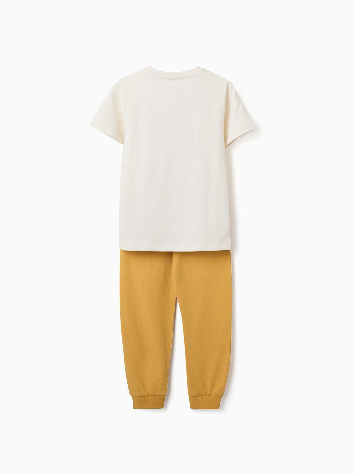 Pyjama à manches courtes avec imprimé voitures de course - Blanc