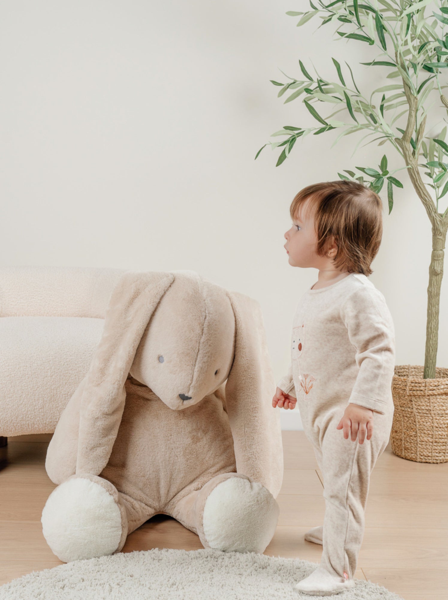 Pyjama bébé en velours brodé chat beige Noukie's - Beige