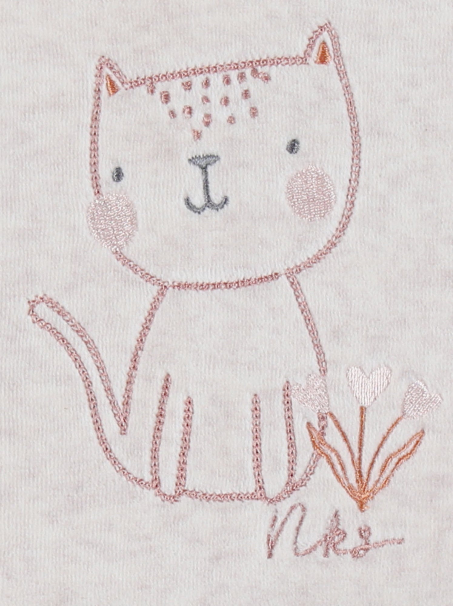 Pyjama bébé en velours brodé chat beige Noukie's - Beige