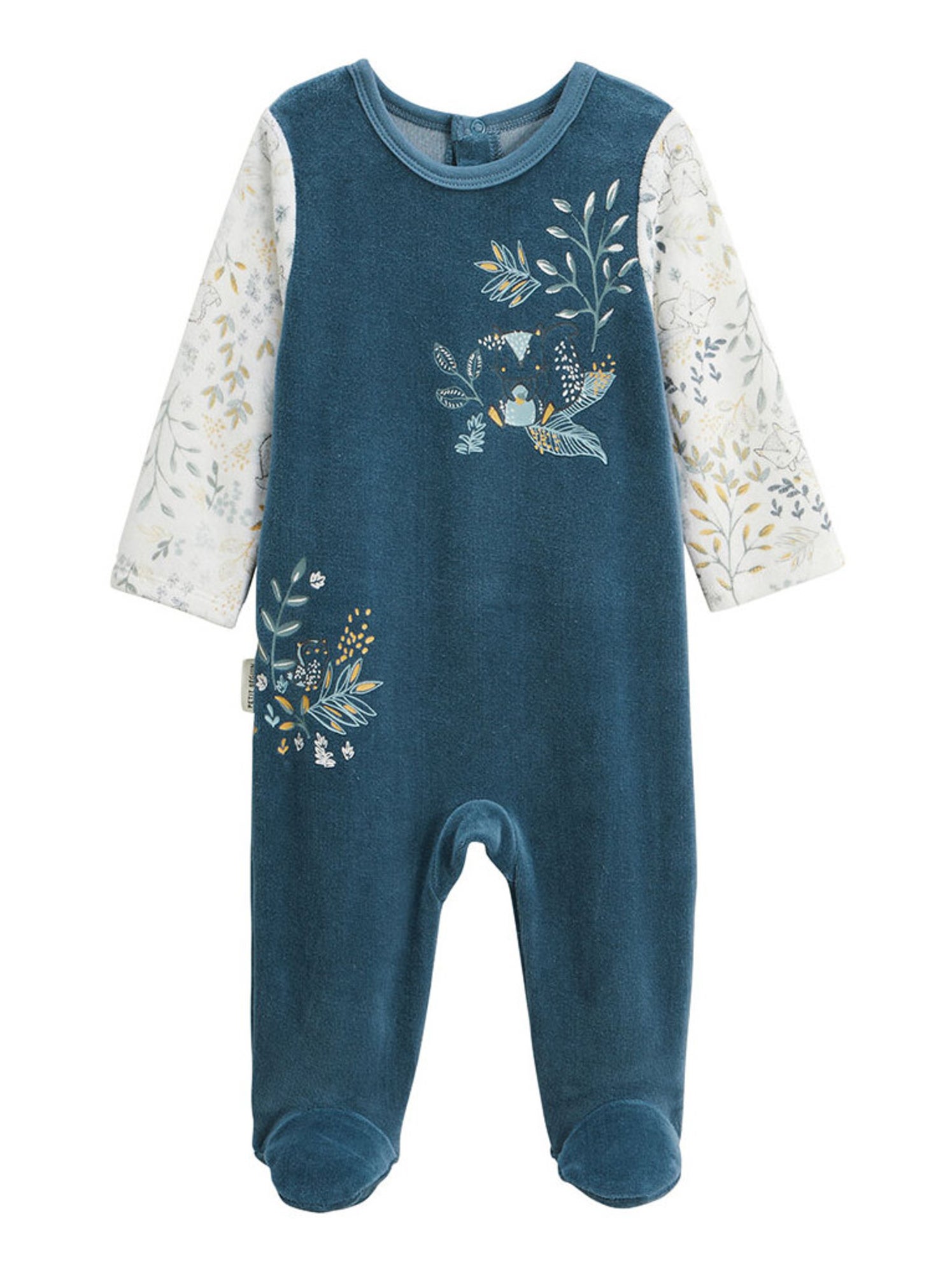 Pyjama bébé en velours cacahuète - Bleu