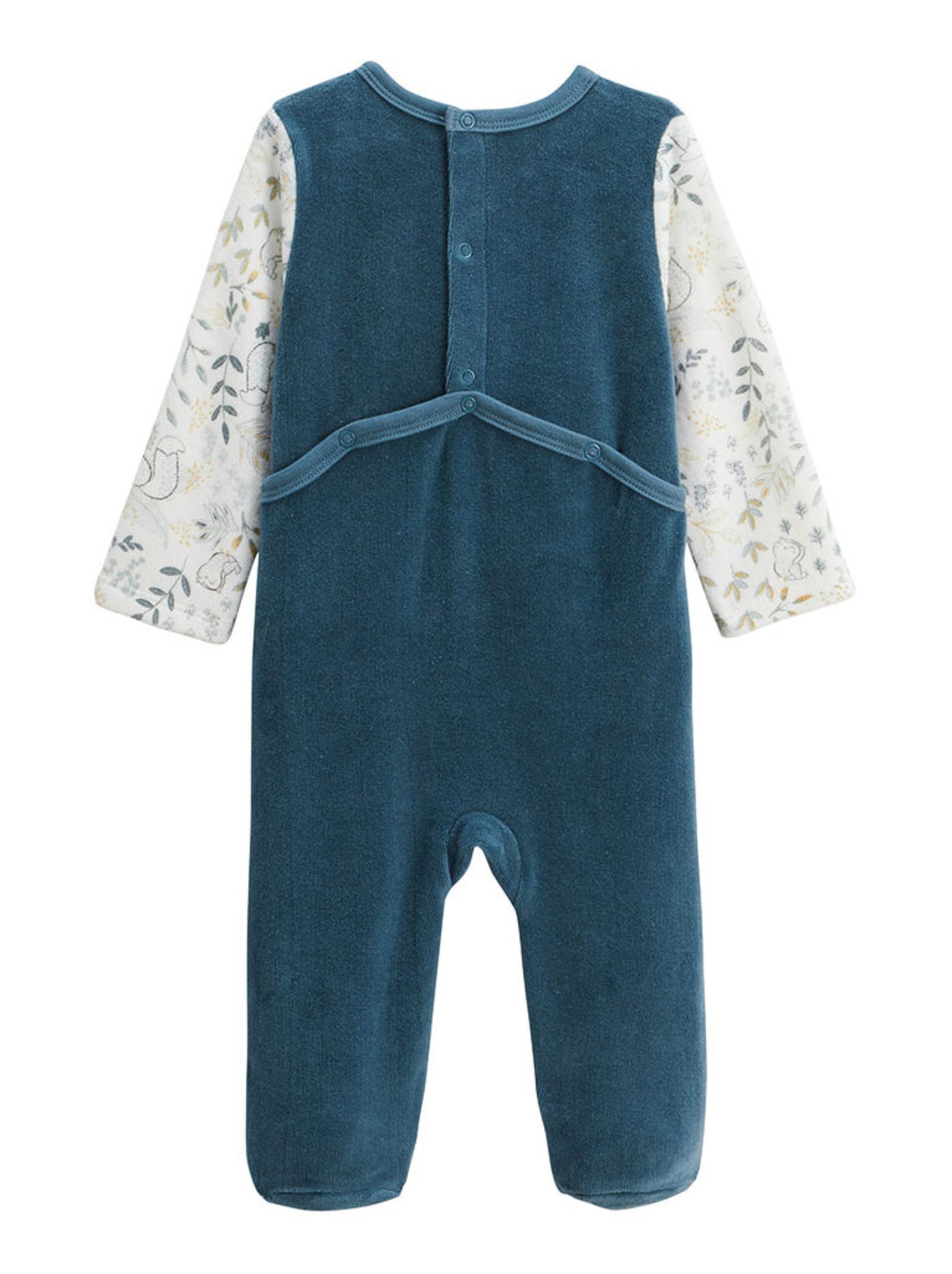 Pyjama bébé en velours cacahuète - Bleu