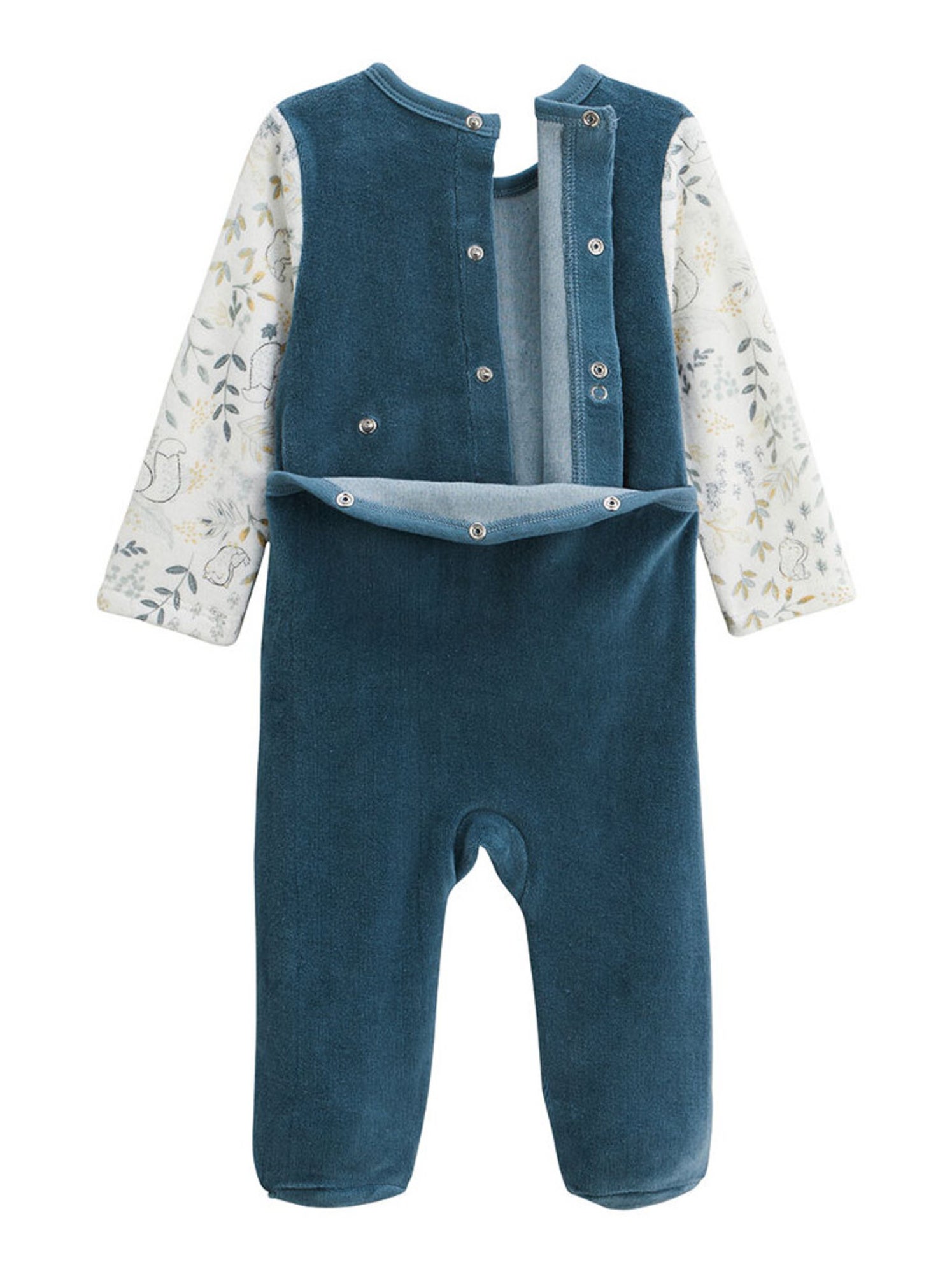 Pyjama bébé en velours cacahuète - Bleu