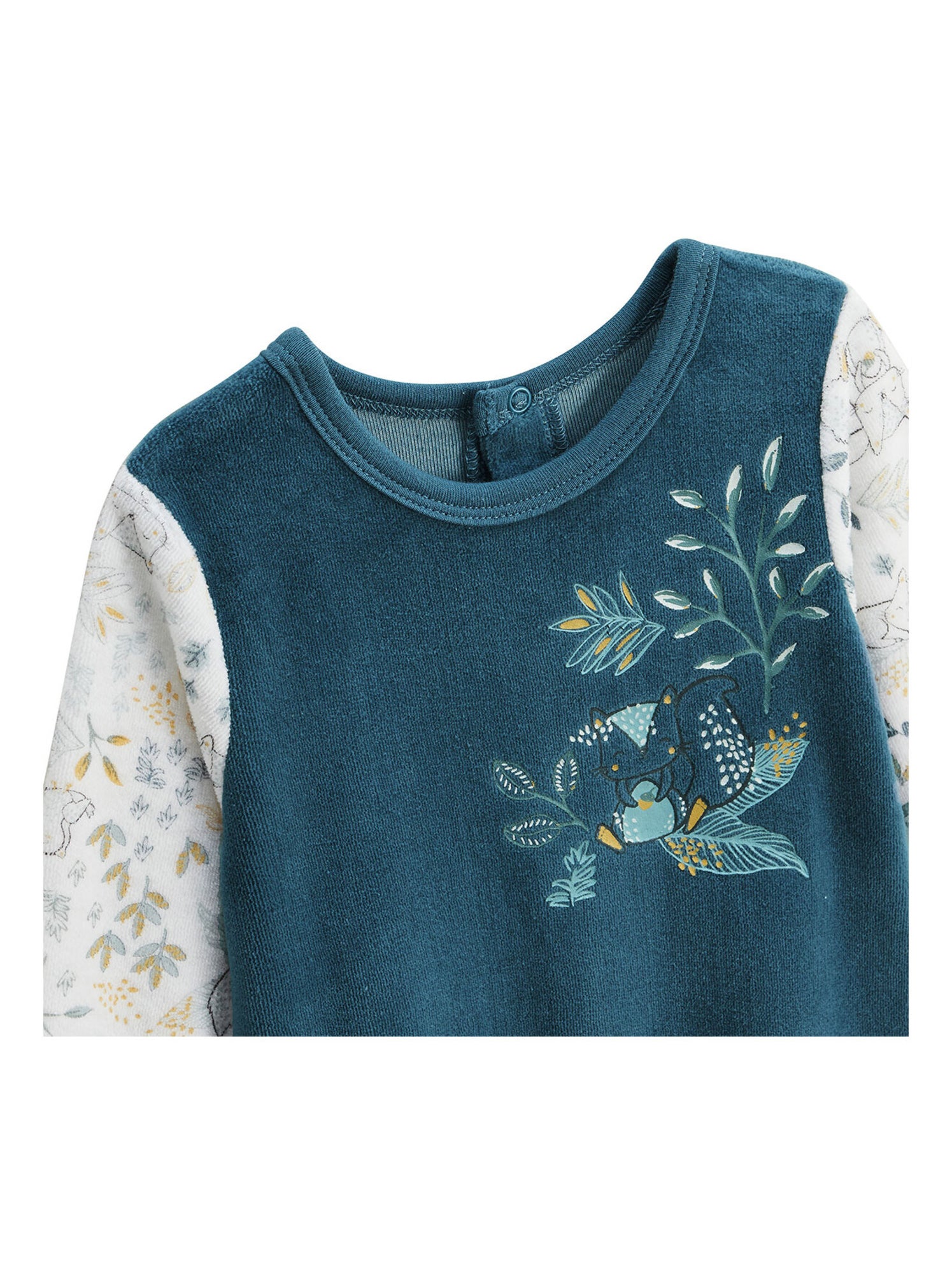 Pyjama bébé en velours cacahuète - Bleu