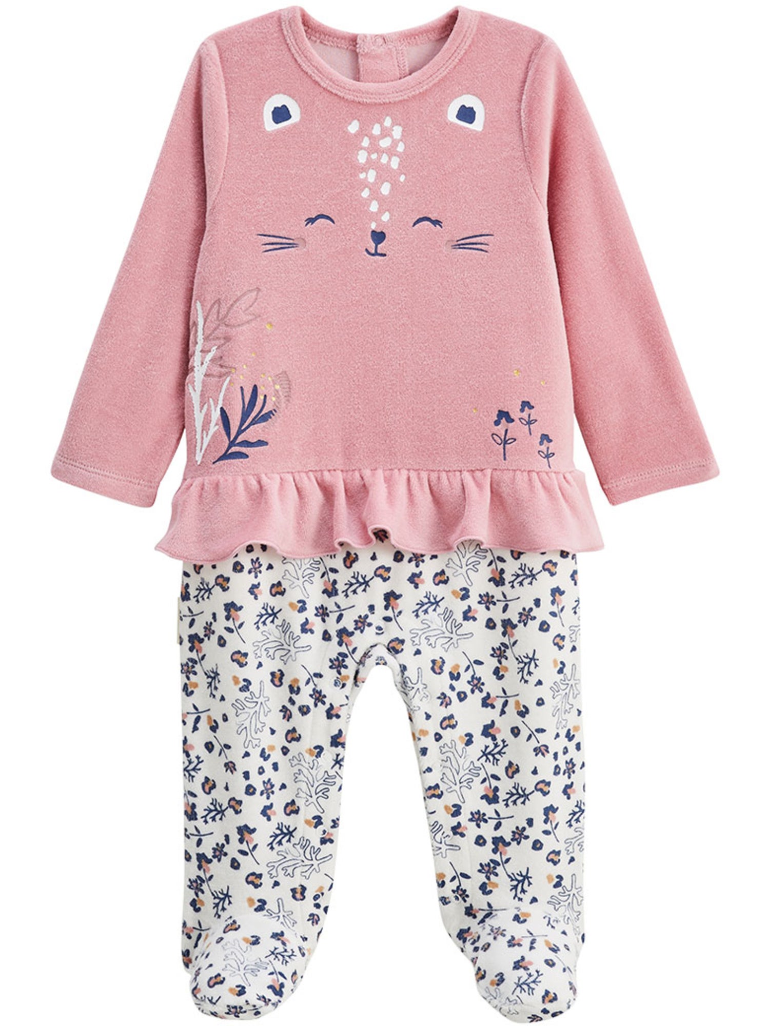 Pyjama bébé en velours céleste - Rose