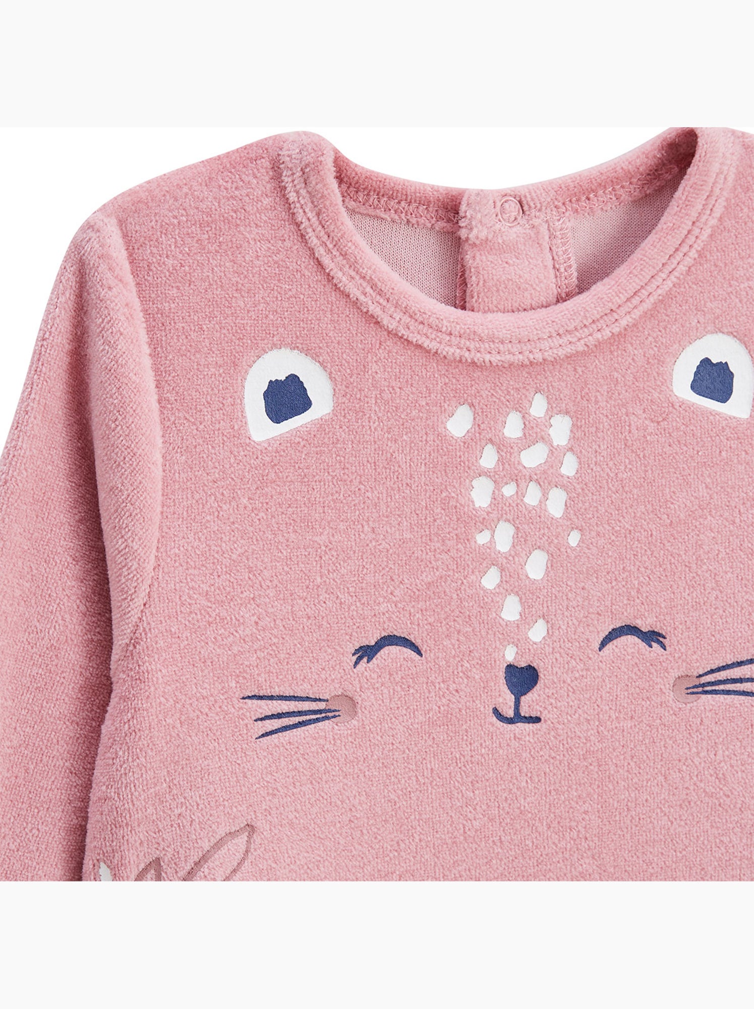 Pyjama bébé en velours céleste - Rose