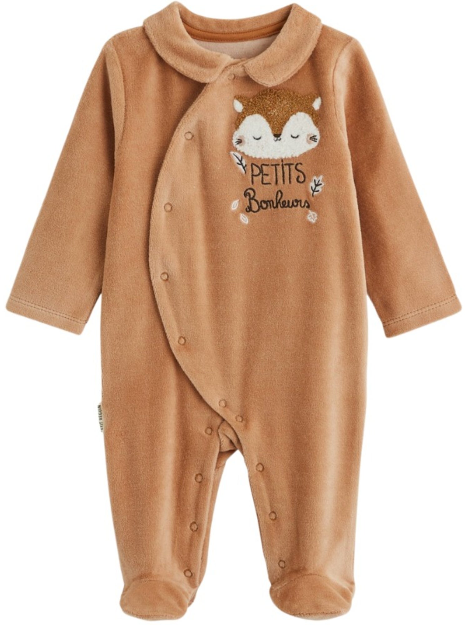 Pyjama bébé en velours côtelé caramel - Marron